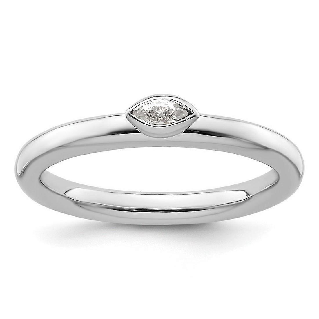 925 Sterling Silver Stackable White Topaz Ring-Stackable-Ring for Women - Ring Size: 5 to 10