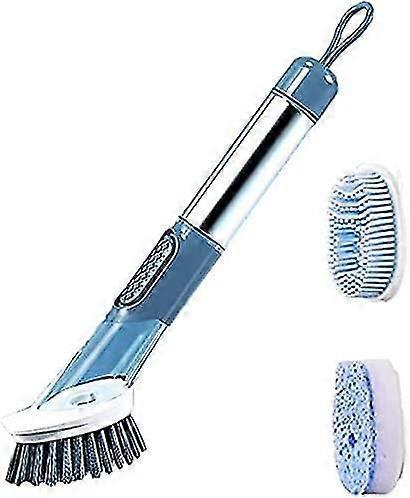3 In 1 Dish Cleaning Brush With Handle, Kitchen Brush, Detergent Storage