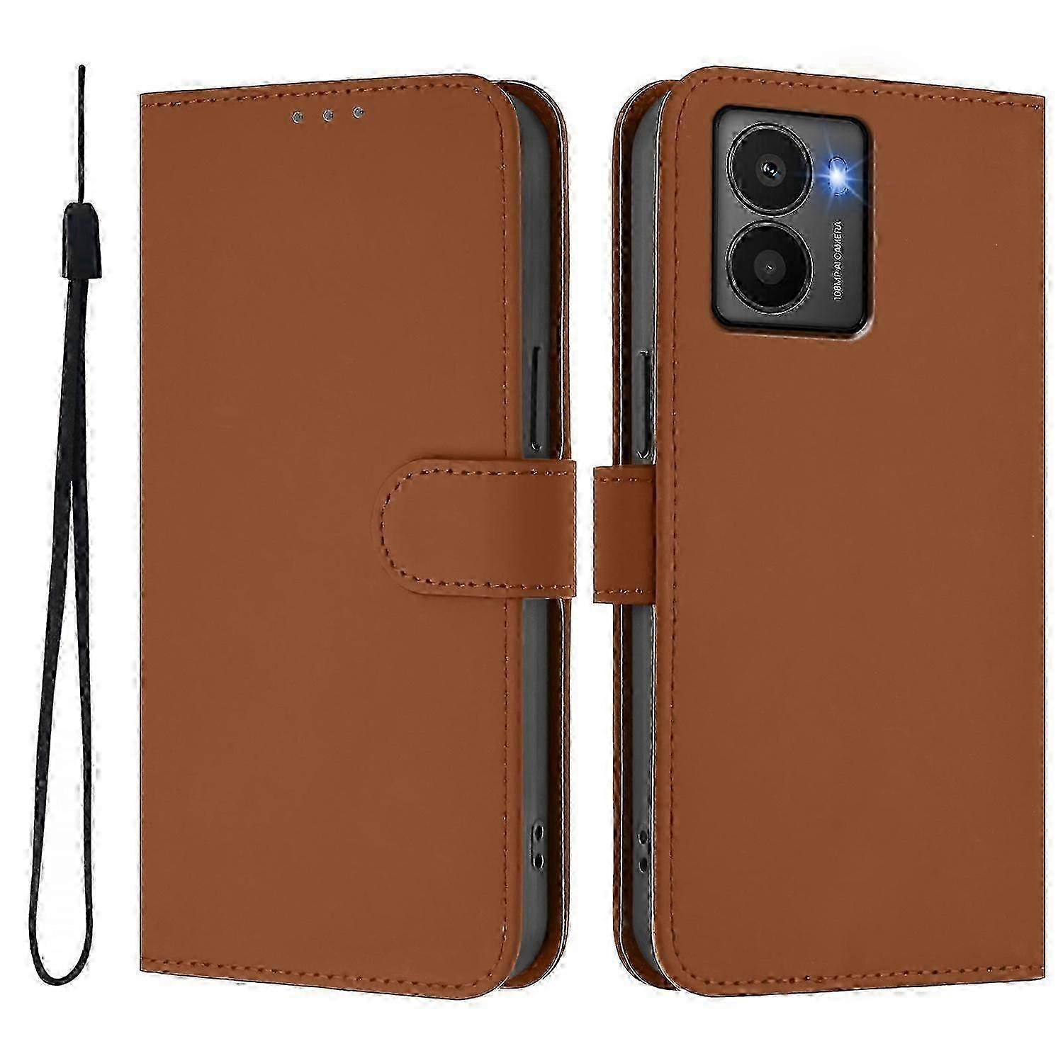 For Hmd Fusion 5g Case Solid Color Wallet Leather Phone Cover With Strap