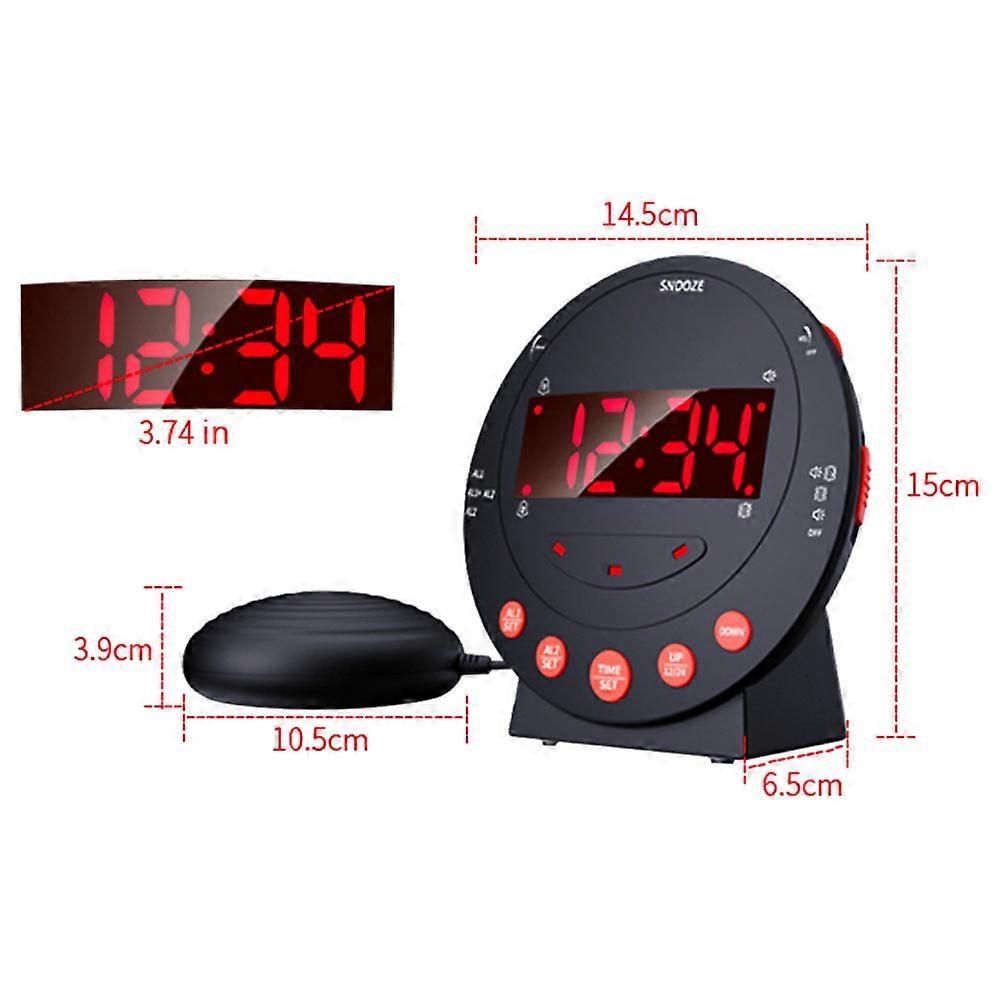 Loud Alarm Clock with Bed Shaker Vibrating Alarm Clock with Flash Light Brightness Adjustable Snooze Dual Alarm Setting USB Charger Port LED Digital 