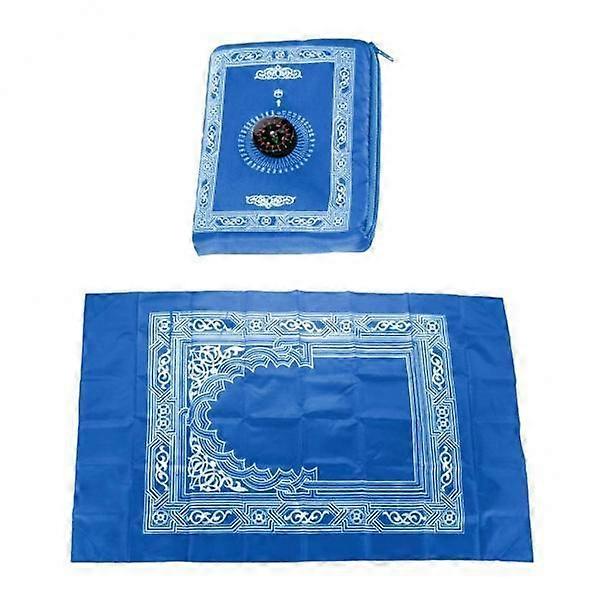 Portable Islamic Prayer Mat - Stylish Navy Blue Design