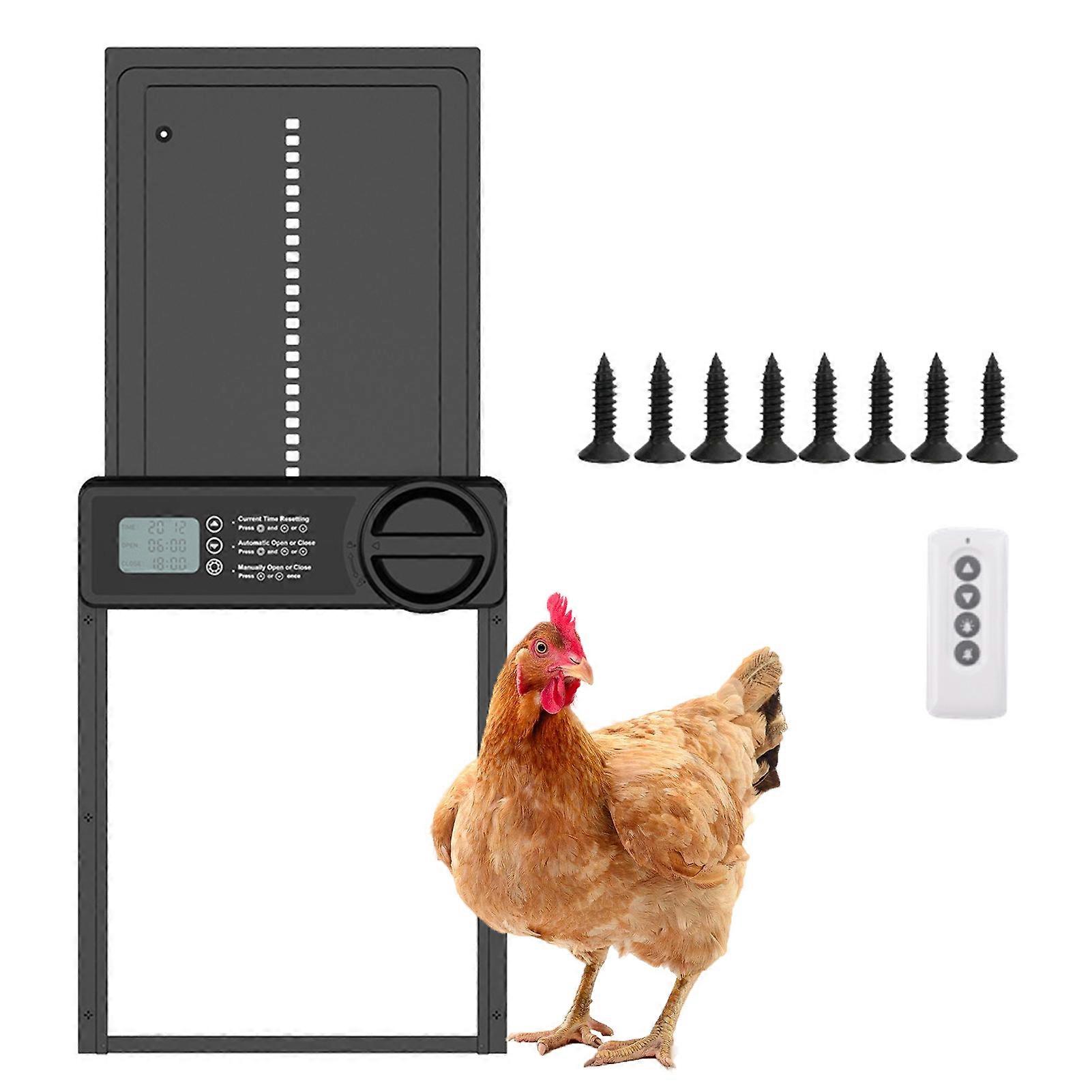 Automatic Chicken Coop Door 33x24.38cm Black LCD Timer Battery