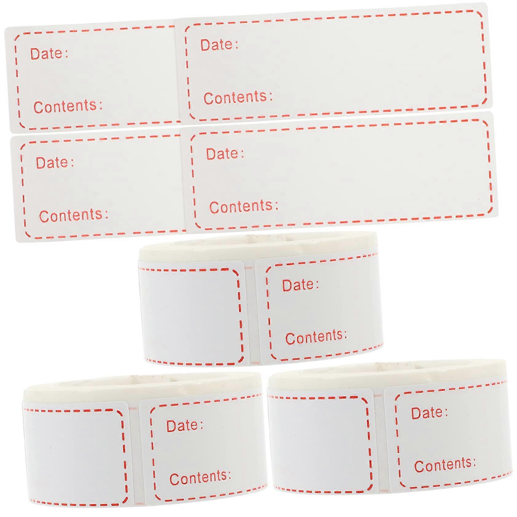 Removable Food Stickers for Kitchen and Pantry Organization, 3 Rolls Red Adhesive Labels for Food Prep and Storage