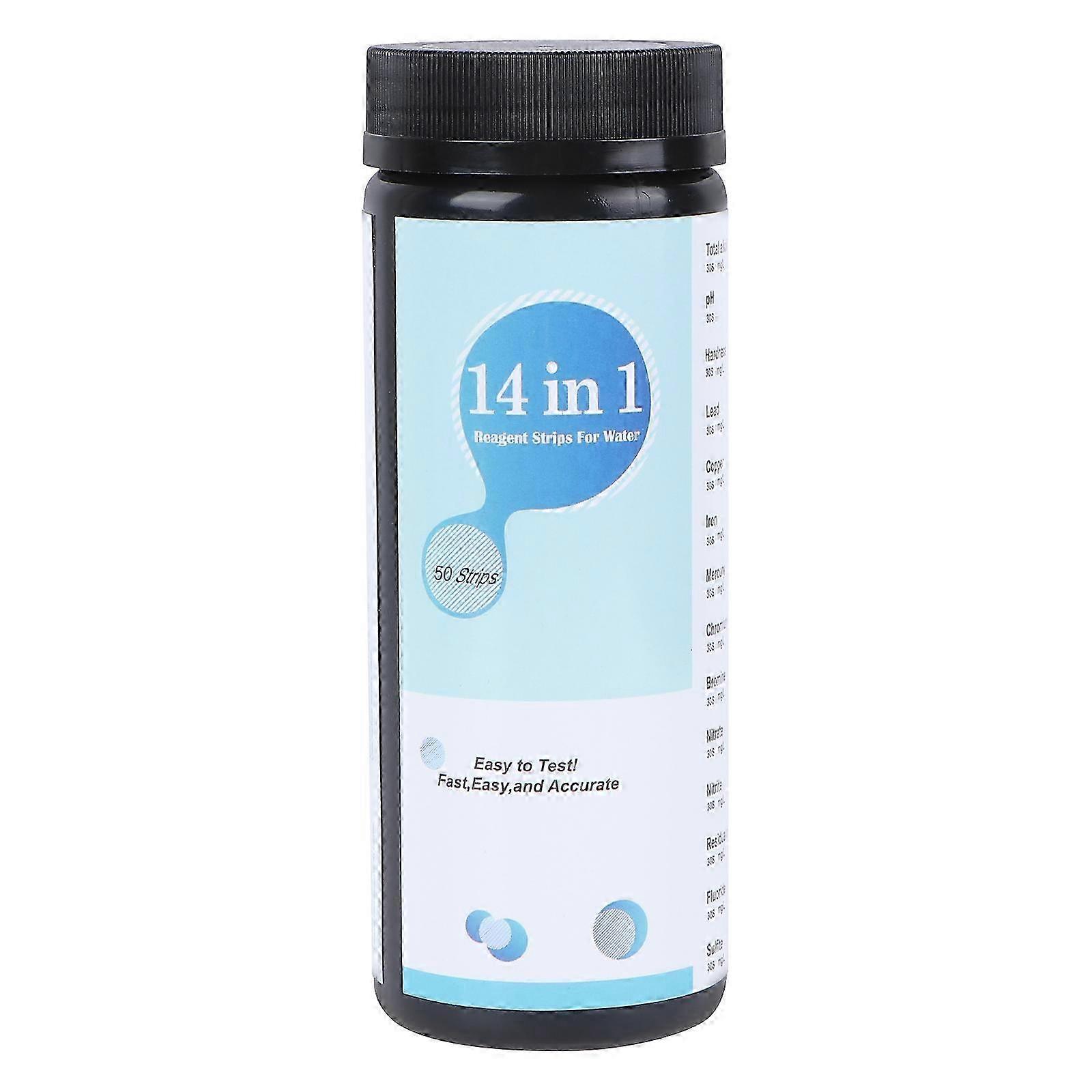Bandelettes de test d’eau de piscine 14-en-1 - Kit de test de qualité coloré 14x5cm