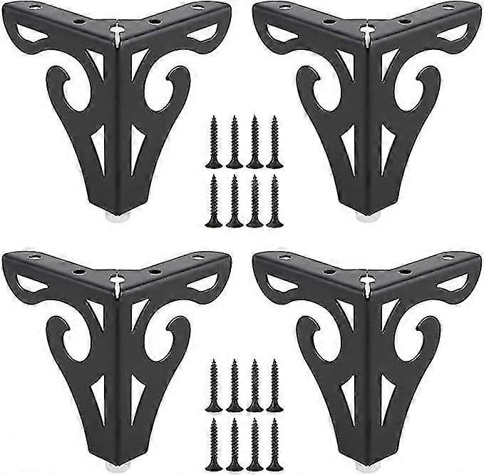 DWW-4ピースメタルソファ脚、家具脚/三角形家具脚、キャビネットソファテーブルドレッサー用交換用ソファ脚、ネジ付属、黒、10cm