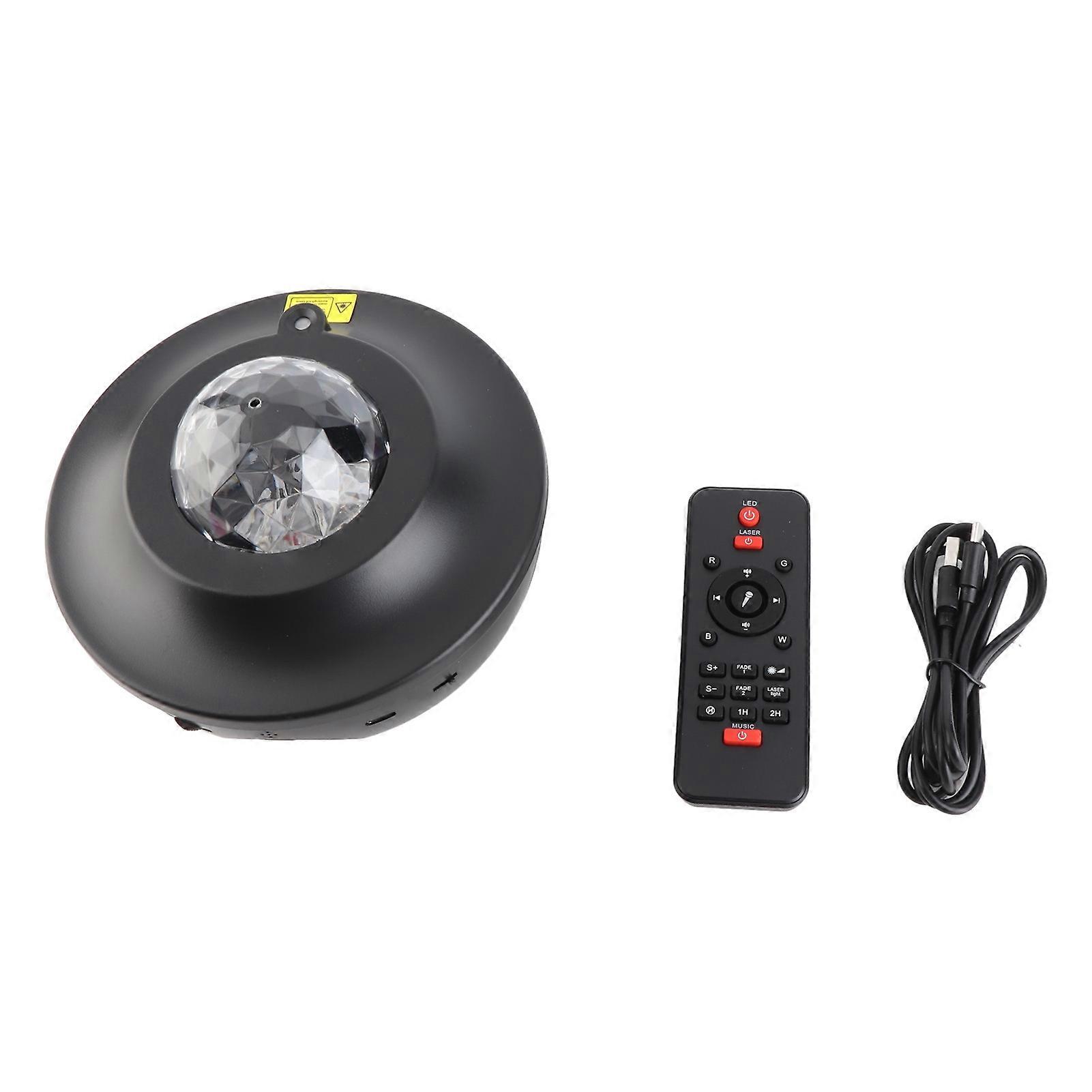 Starry Sky Projector Night Light Bluetooth Laser Ambient Lamp Voice Control Timer Remote Control Black Plastic Portabl