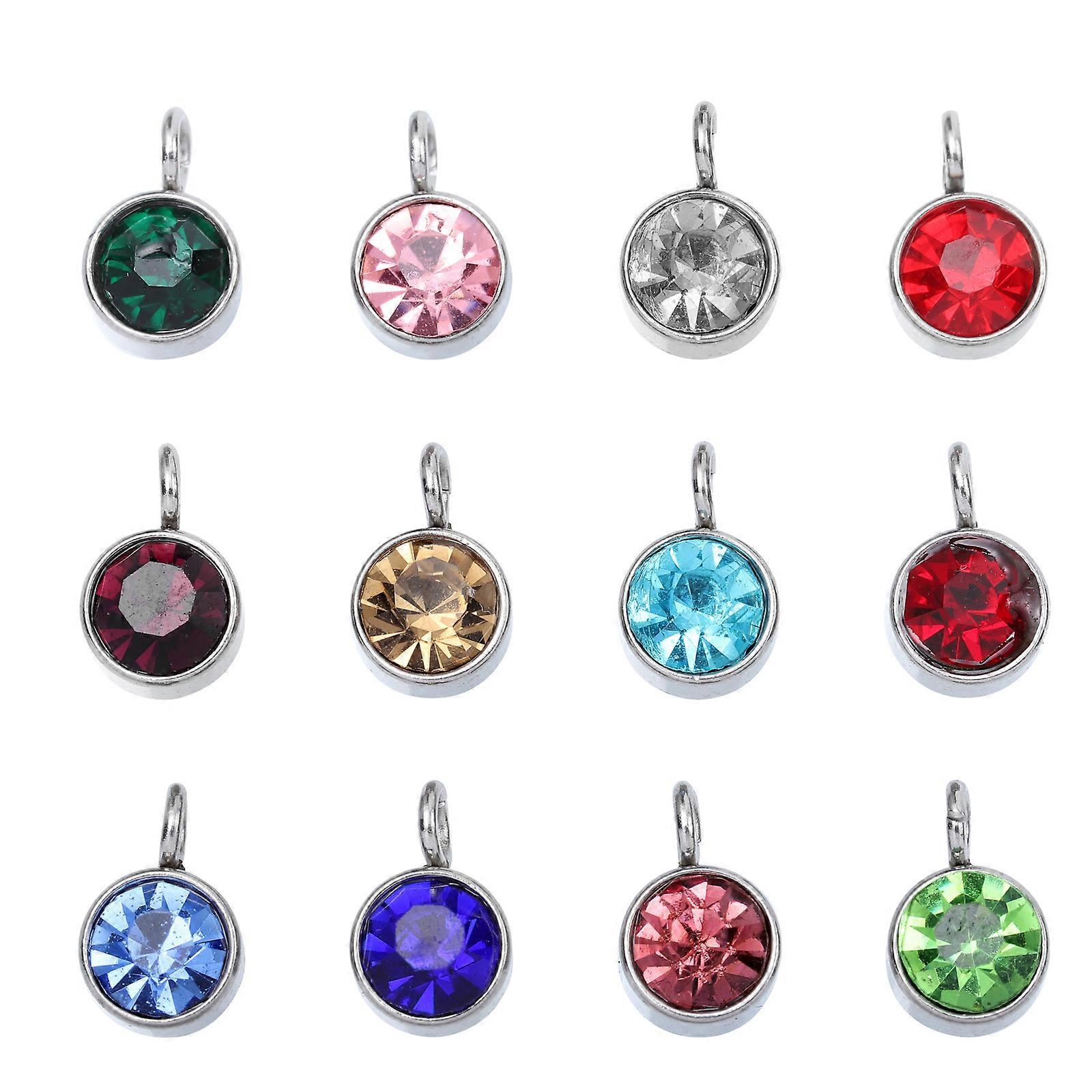 DIY Birthstone Charms Fashion Pendants for Jewelry Making Assorted Color Alloy 36pcs