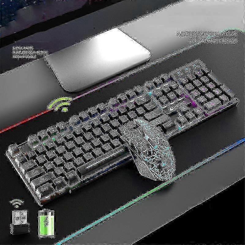 Computer Accessory Sets Ziyoulang T3 Wireless Charging Gaming Lighted Keyboard And Mouse Set Black Rainbow Light