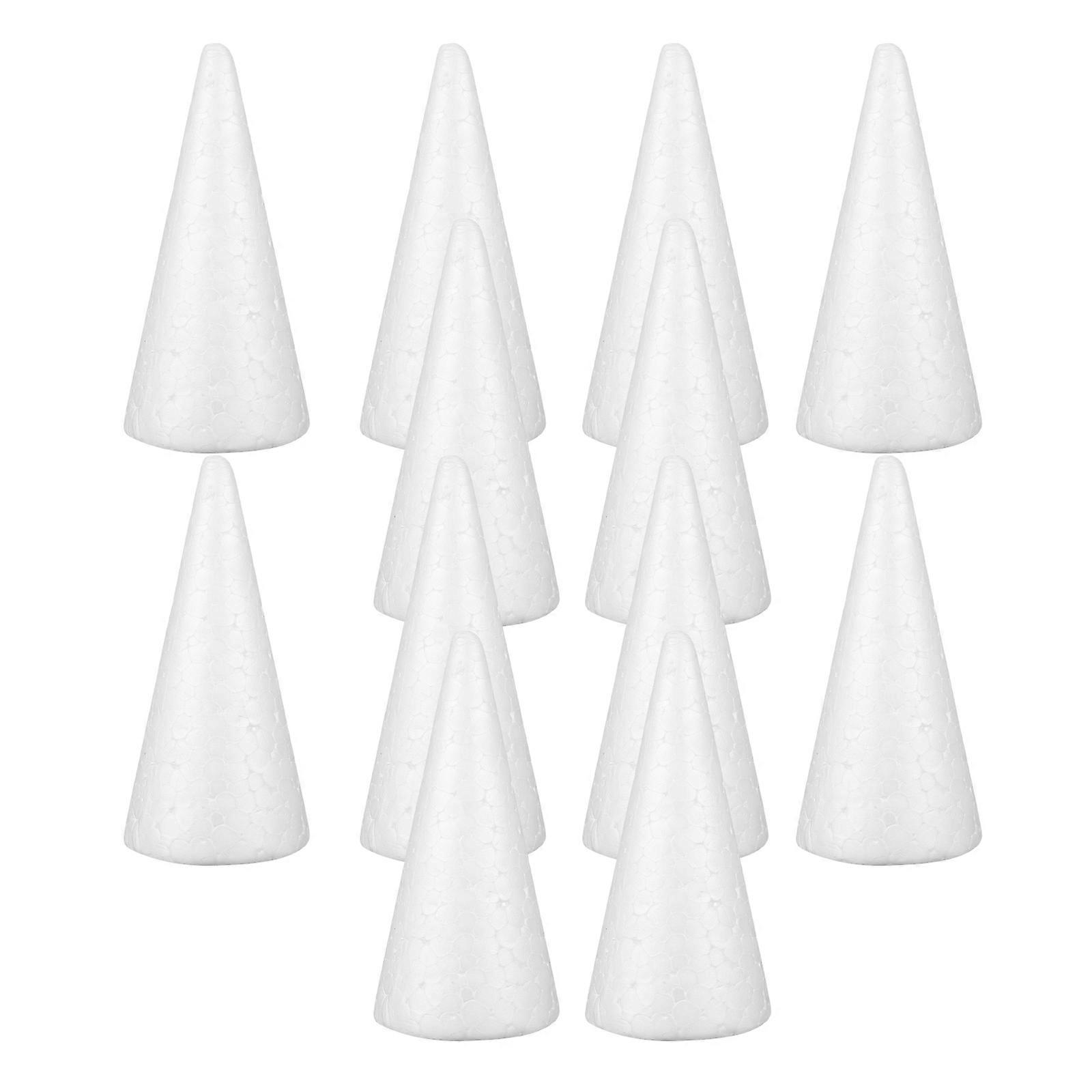 12pcs 10cm Foam Cones for Christmas Crafts, White Craft Cones for DIY Decorations, Cake Towers, Flower Arrangements, and Modeling Projects