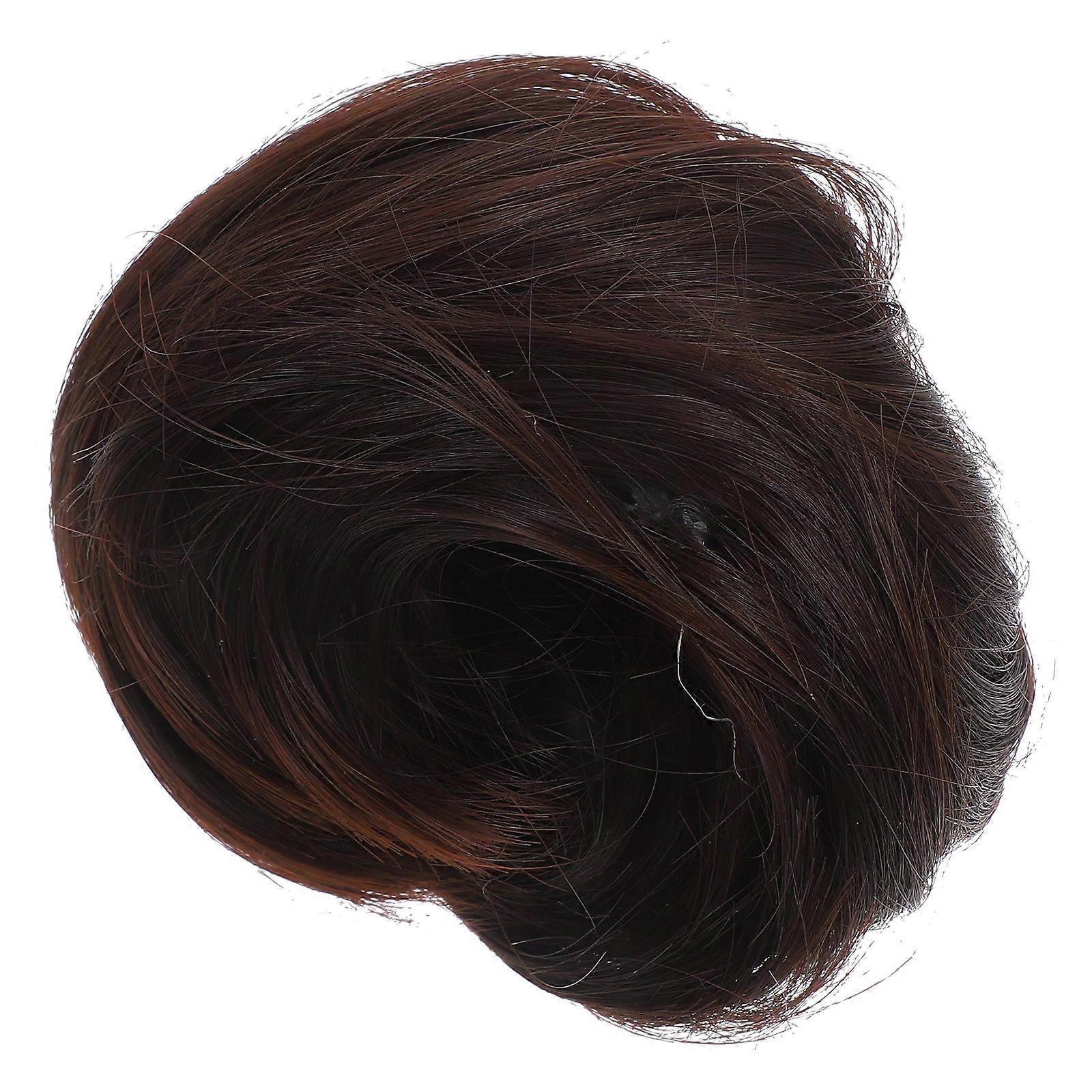 Synthetic Hair Bun Wig Chignon Hairpiece in Chocolate Color Heat Resistant, Durable & Easy to Use for Stylish Updos and Messy Buns