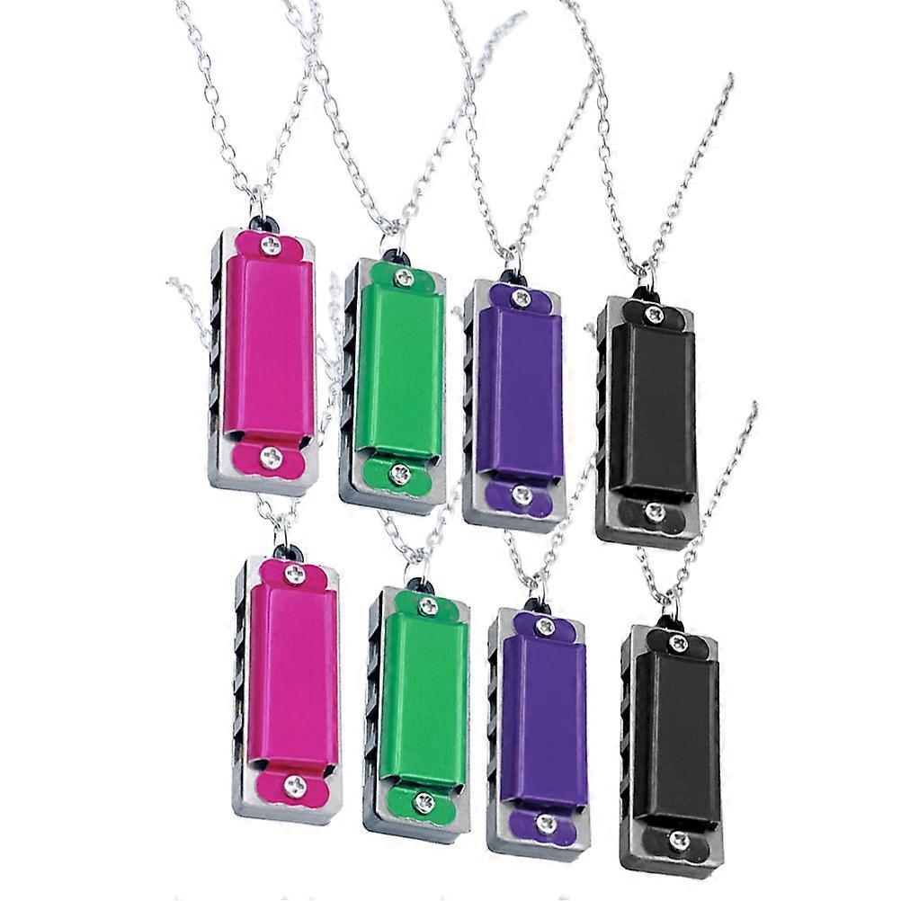 8pcs Mini Harmonica Necklace Musical Instrument for Portable Play   Durable, Easy to Use for Beginners & Party Entertainment