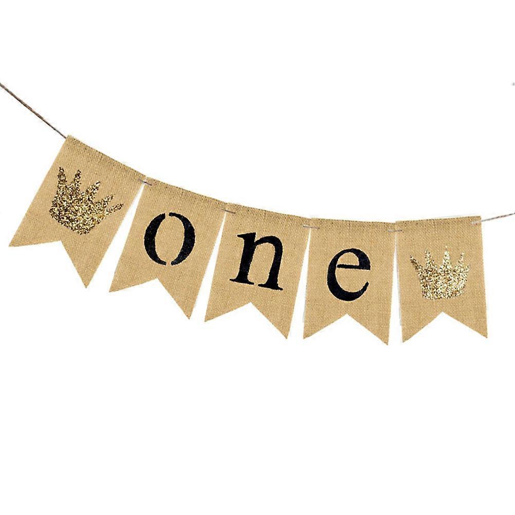 Baby Photo Banner Pennant Birthday Bunting Flags Swallow-Tailed Triangle Burlap Decoration For Baby'S First Birthday Party Supplies 1Set Beige