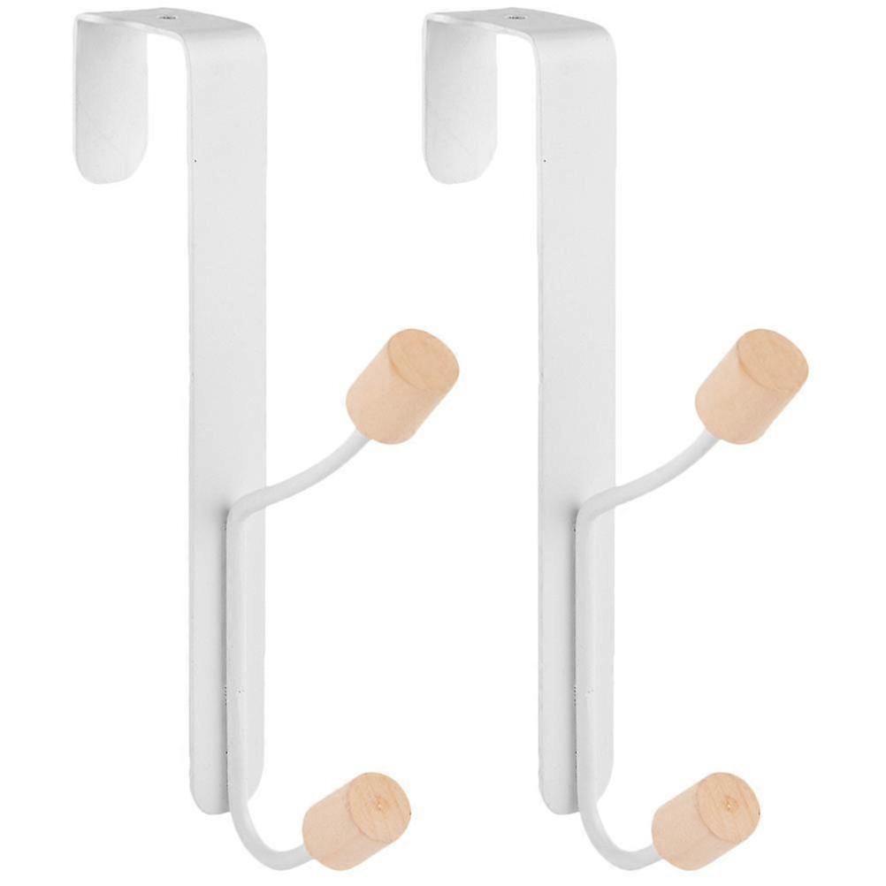 2pcs No Drill Over Door Hooks for Clothes, Handbag, Towel - アイロン&ウッド - 17.5x10x2cm