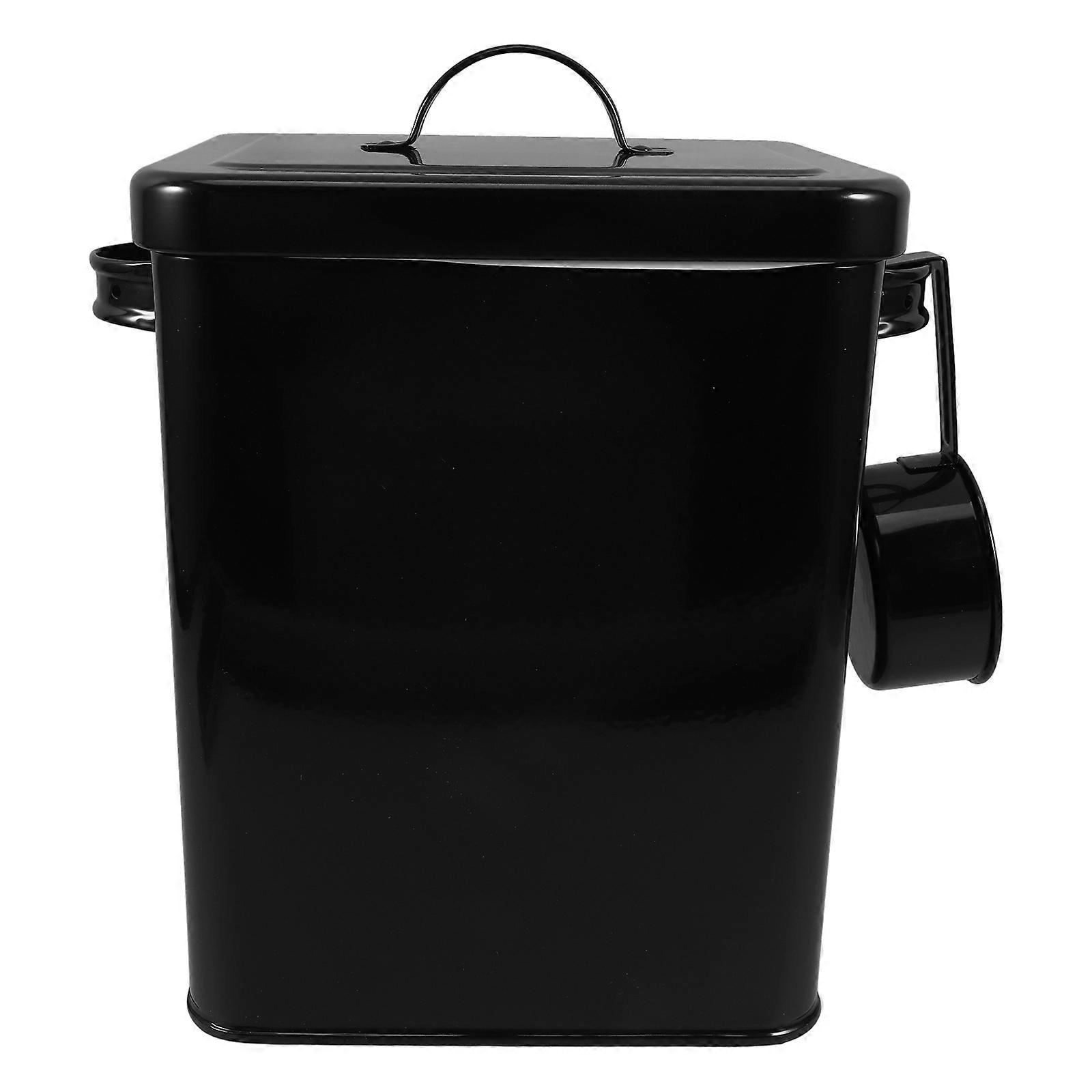 Rice Bucket Multi-Function Metal Canister for Home Large Capacity Spoon Included Simple Design 23.00X18.00X15.00CM 1Set