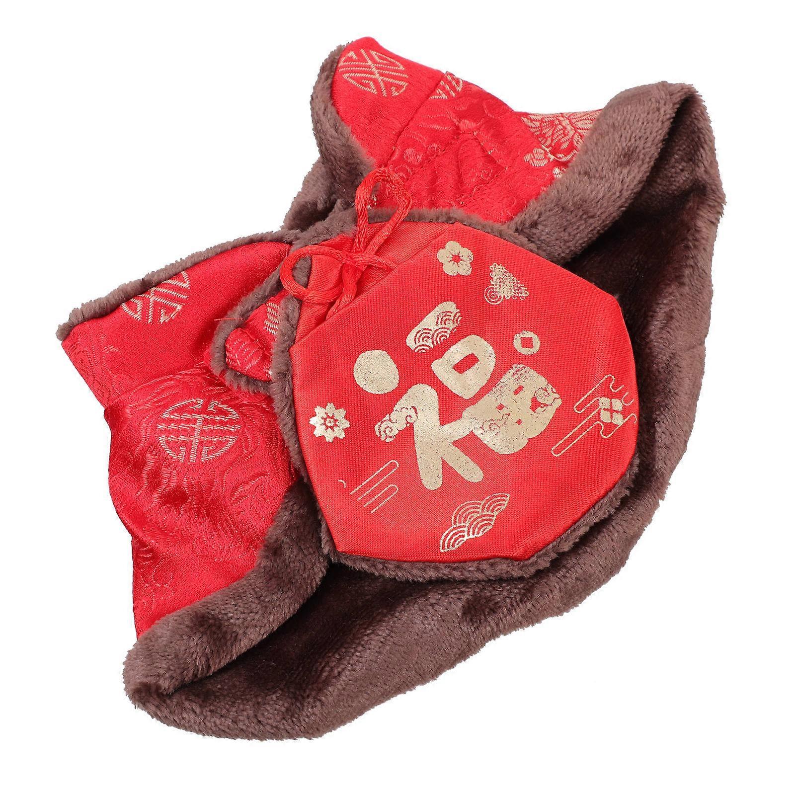 Pet Warm Costume New Year Design For Pets Coffee Color Plush Material 1Set