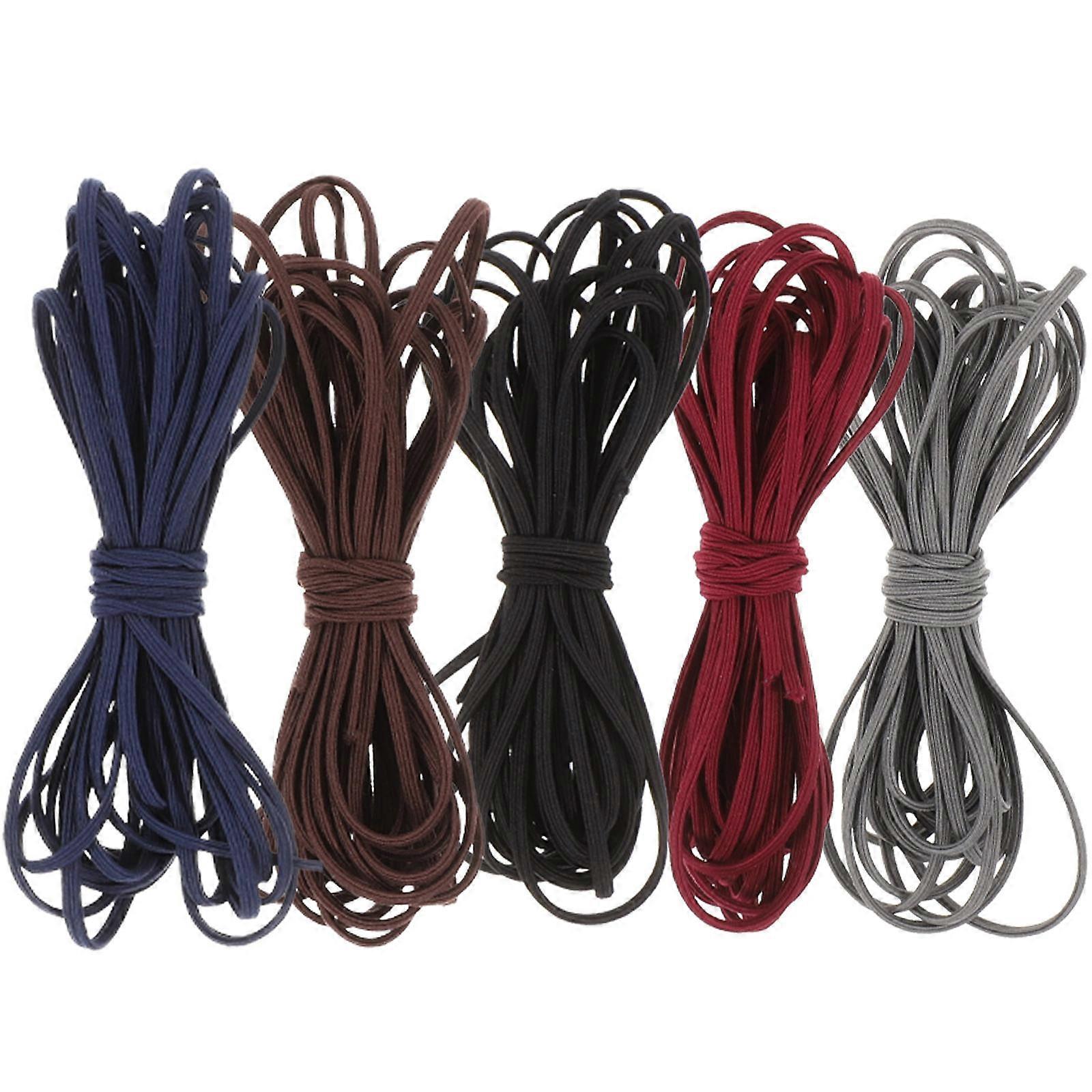 Elastic Beading String Jewelry Making Supplies Drawstring Bags Diy Projects 5m Length 3mm Width Dark Brown Color 5Pcs