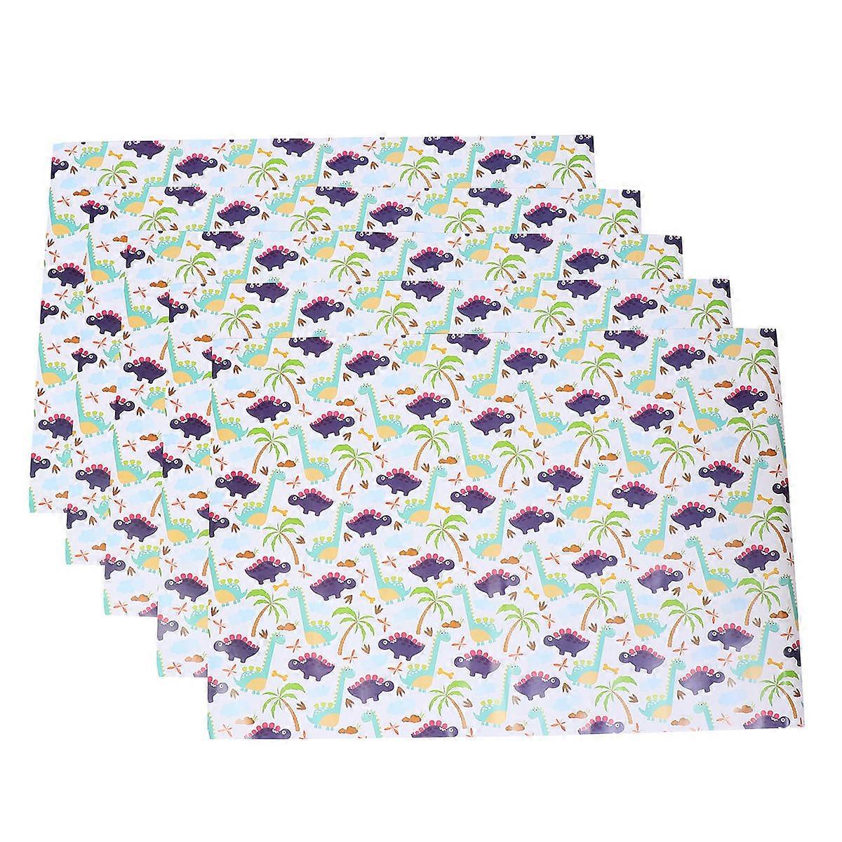 Dinosaur Theme Wrapping Paper Assorted Color Book Covering Material 70.7x50cm 5Pack