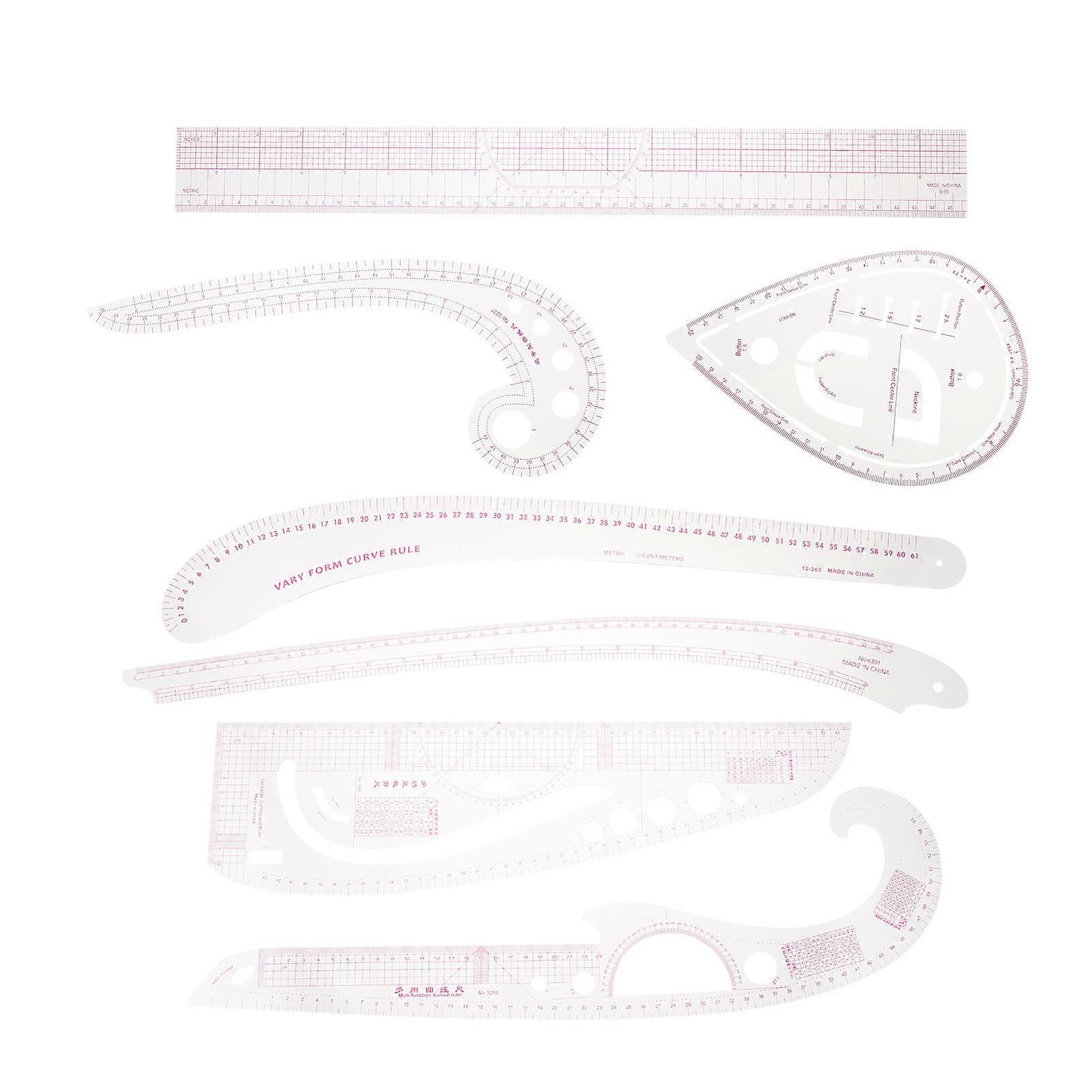 Transparent Plastic Sewing Ruler for Clothing Design and Patchwork 1 Set Multifunction Lightweight Portable
