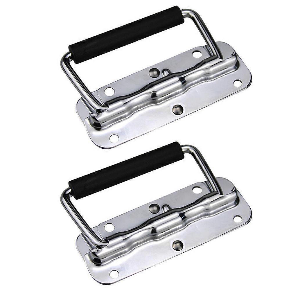 Folding Case Handle Practical Cabinet Knob Wardrobe Use Silver 10X7.5CM Spring Loaded 2Pcs