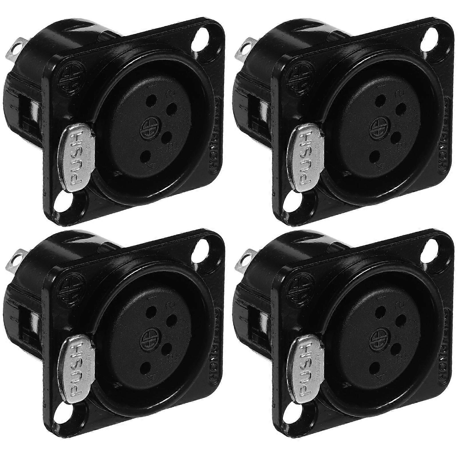 4pcs XLR Connector XLR Panel Mount Microphone Panel Adapter 4-pin XLR Mic Panel Adapter