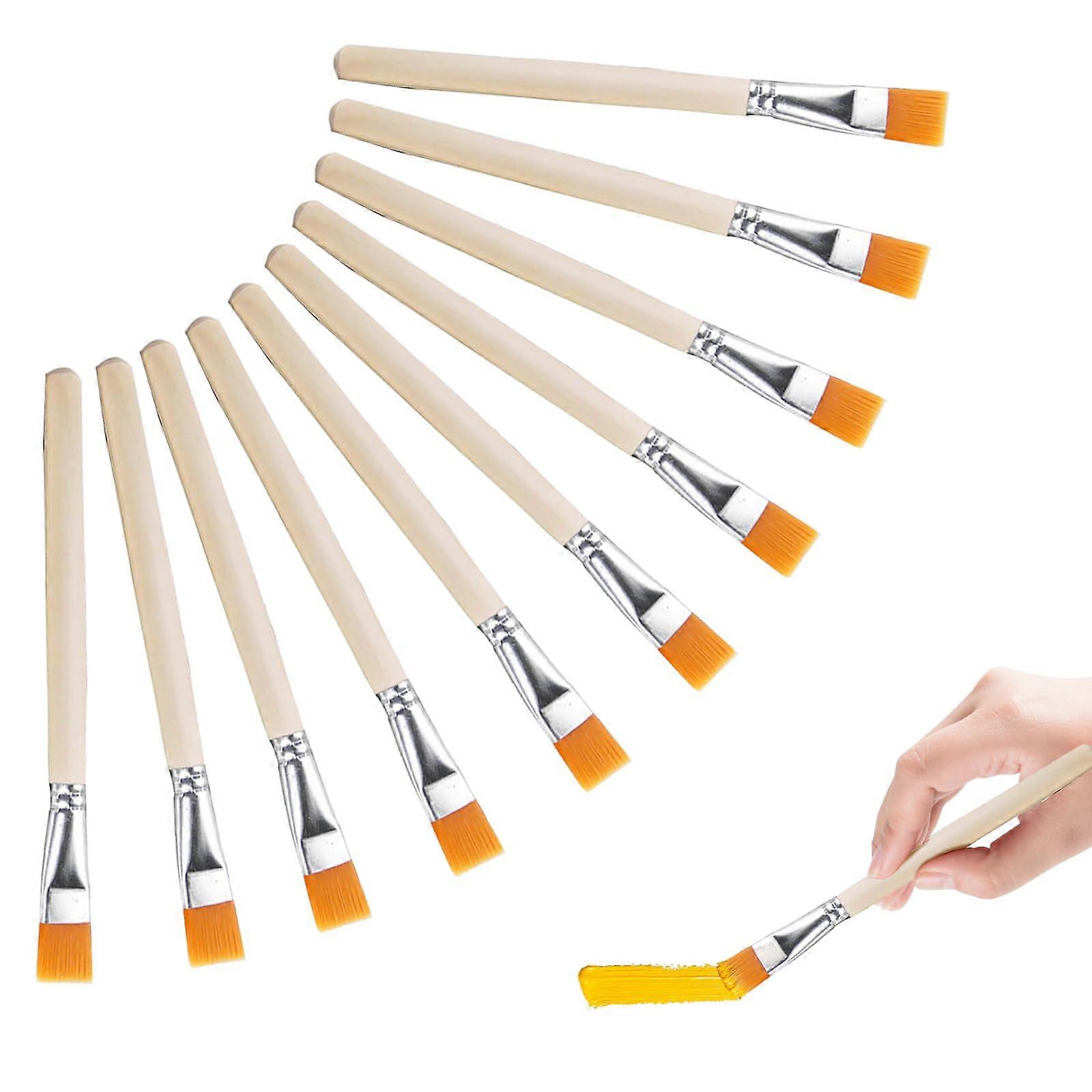 Flat Brush Set 10 Pieces 17 cm Nylon Artist Brushes for Acrylic and Watercolour Painting Beginners and Enthusiasts