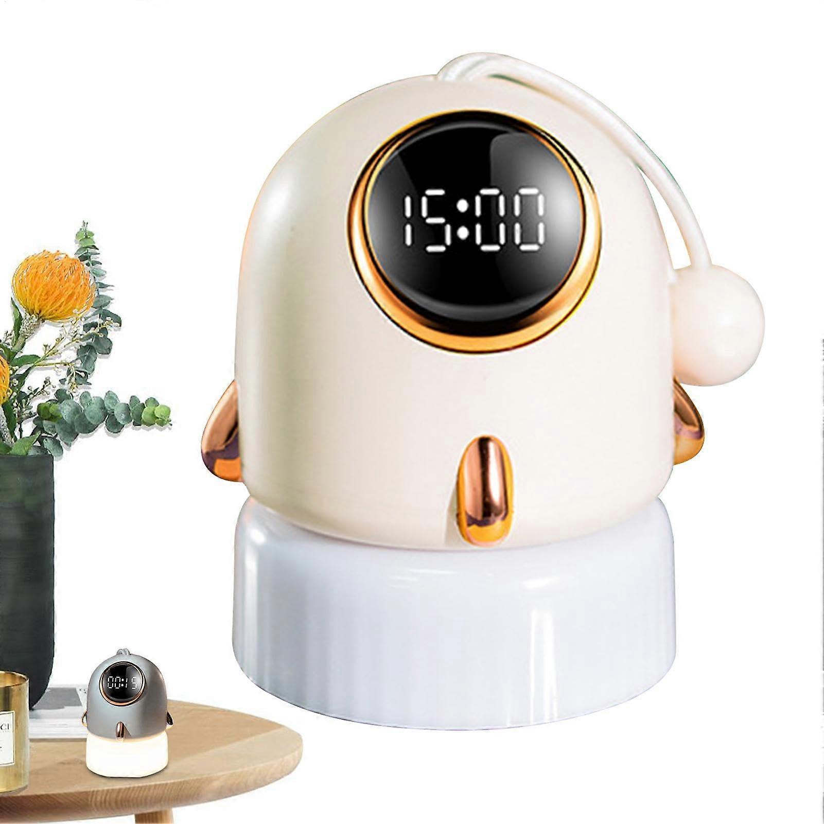 Alarm Clock for Kids - Rechargeable Bedside LED Night Light with Rocket Shaped Projection | Cute White Lamp for Children