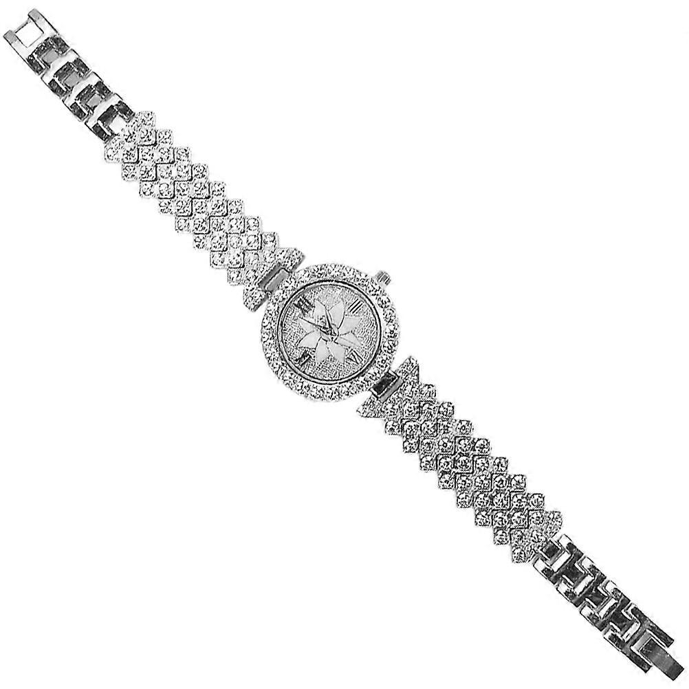 Fancy Watch Wrist Watch Elegant Style Adjustable Strap Silver Round Simulated Display 1Pcs