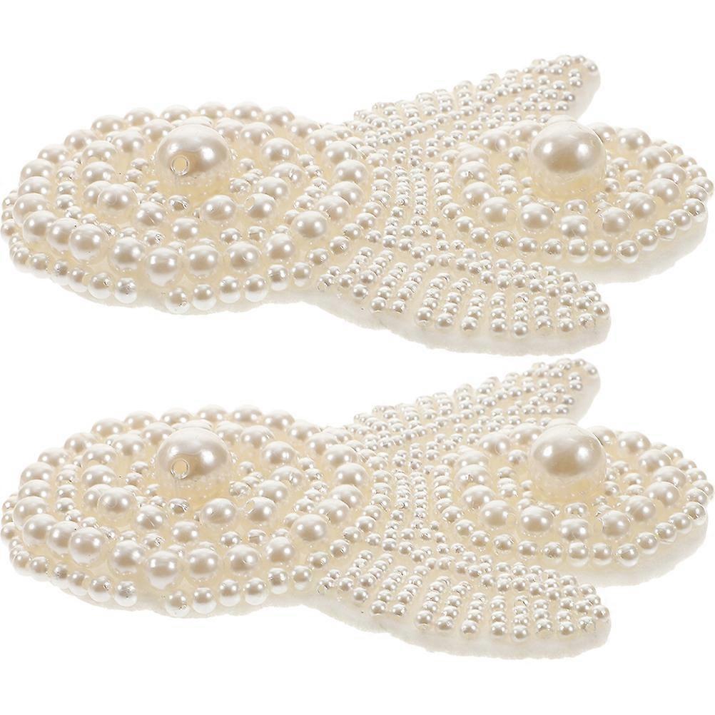 Garment Patches Imitation Pearl Appliques For Wedding Formal Events Diy Projects 10.40X8.50X1.50CM 2Pcs