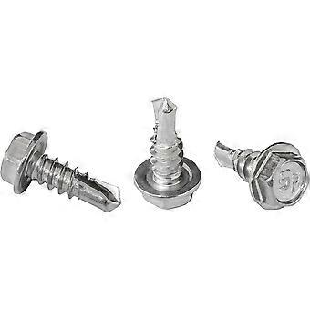 #8 x 1/2" Parafuso Autoperfurante de Cabeça de Arruela Hexagonal Tek Aço Zincado para Anexa Chapa de Metal Aço ou Aço a Metal - Caixa de 100 #8-18 Thr