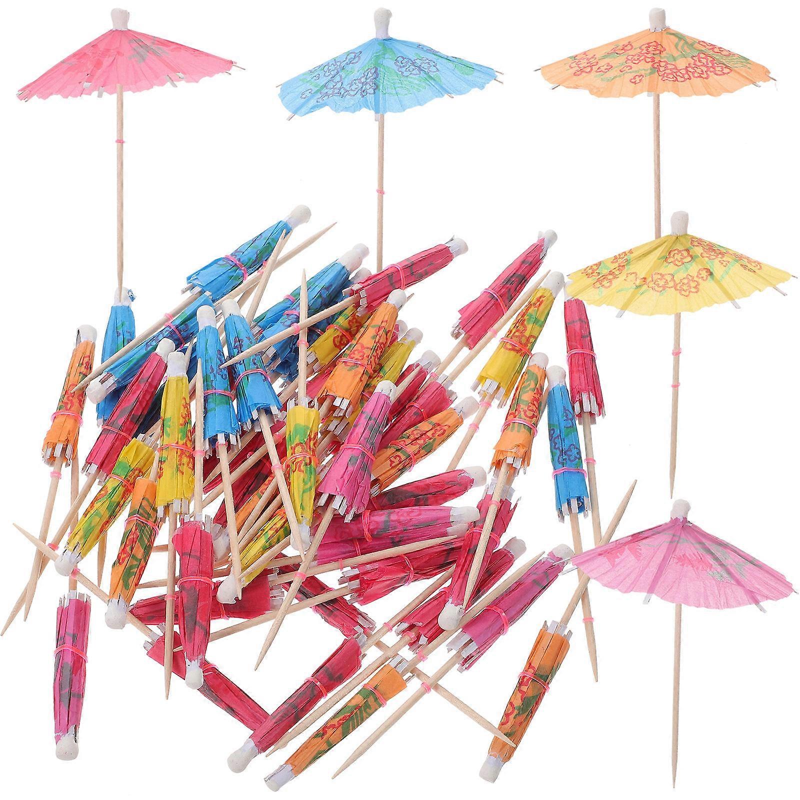 Umbrella Toothpicks for Cocktails Party Supplies Assorted Color 10X8CM 50Pcs