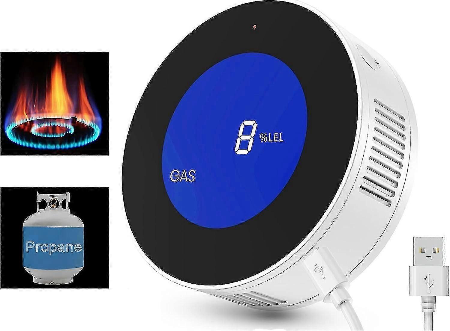 Natural Gas Detector For Home, Propane Methane Detector For Kitchen, Camper, Rvs, Garage With Accuracy Digital Display, Alarm Sound, Power Cord - Upgr