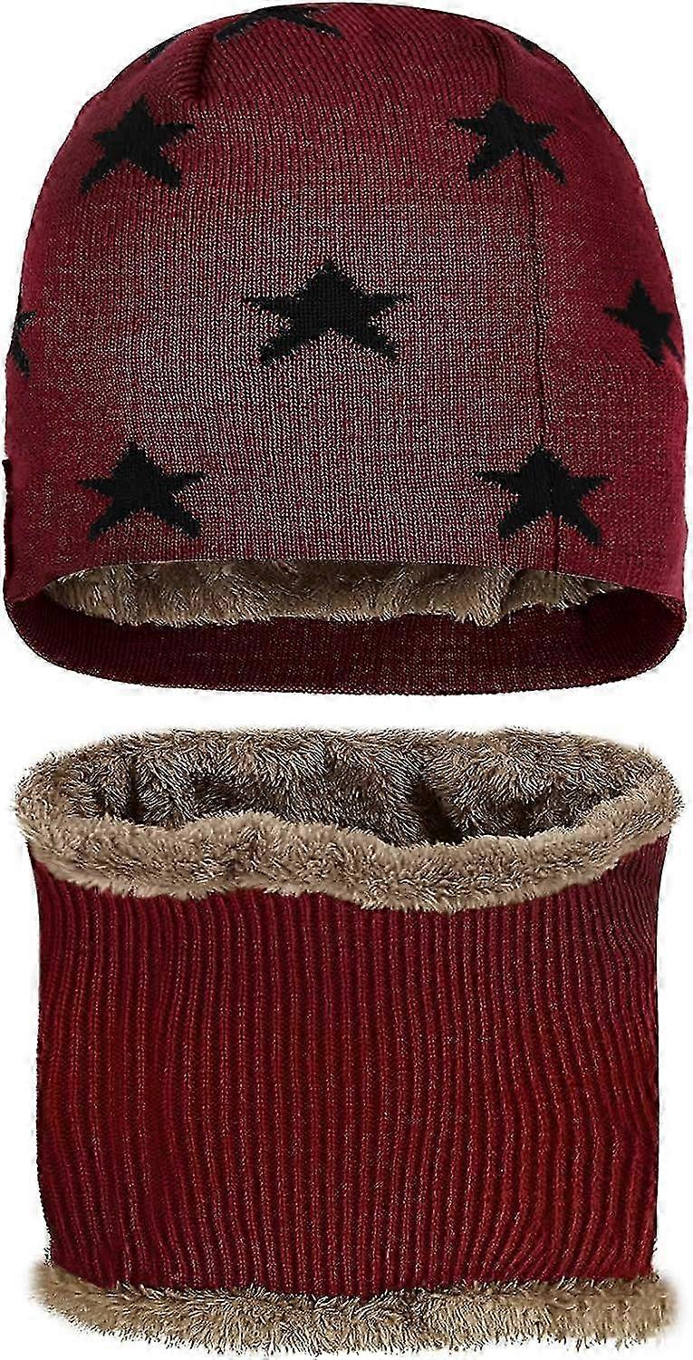 Lasten mukava neulottu pipo ja huivisetti pojille ja tytöille fleecevuorella ja kaulan lämmittimellä, sopii lapsille