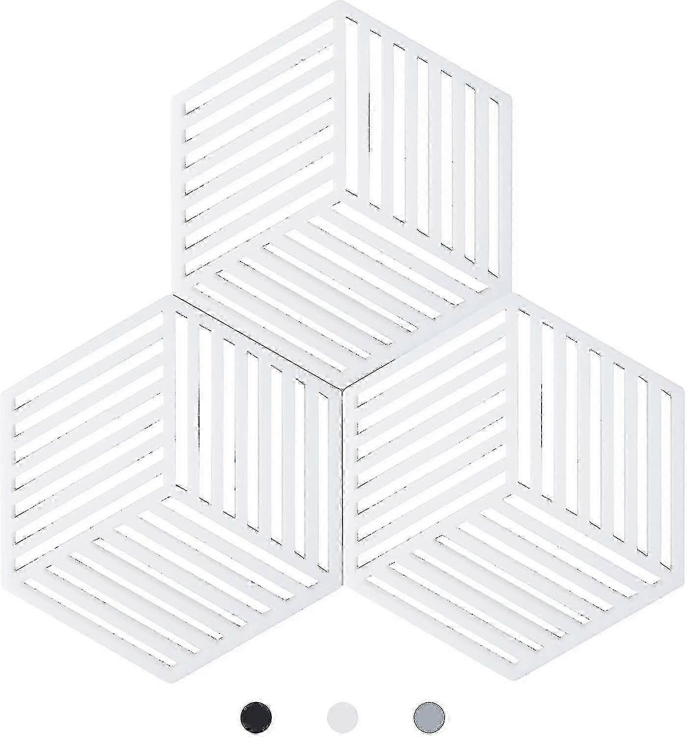 多目的ポットホルダー、ホットパッド、スプーンレスト用3個のシリコントリベット(ブラック)