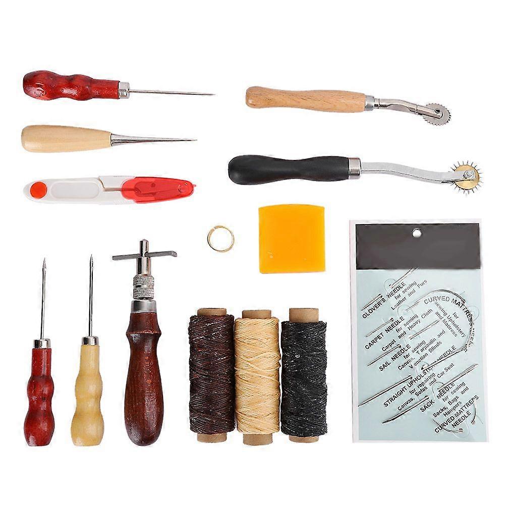 2025 Latest Model 14pcs Leather Hand Sewing DIY Stitching Craft Tool Thimble