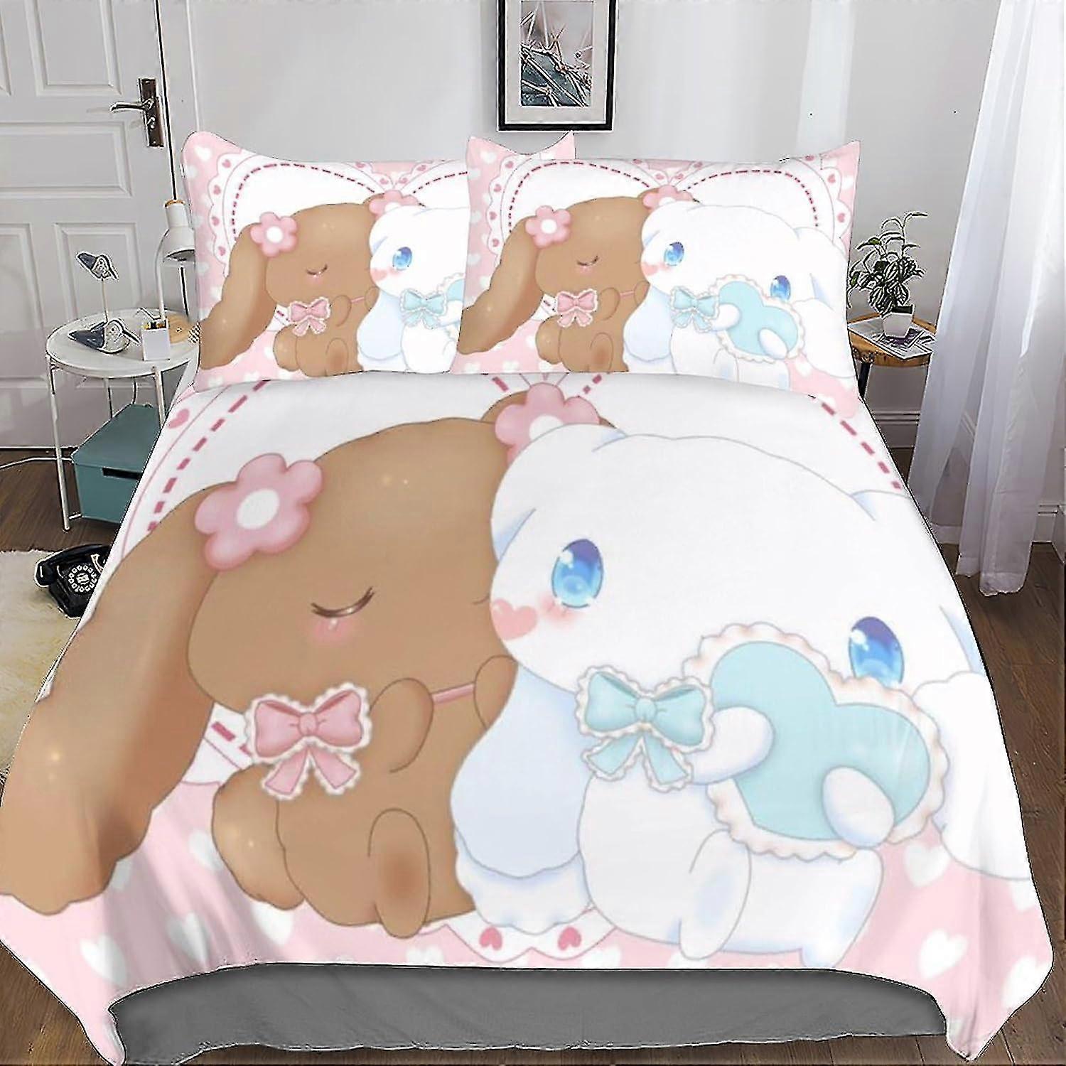 Cute Dog 3D Print Duvet Cover Bedding Set, 3 Pcs with Zipper Closure Soft Microfiber Double