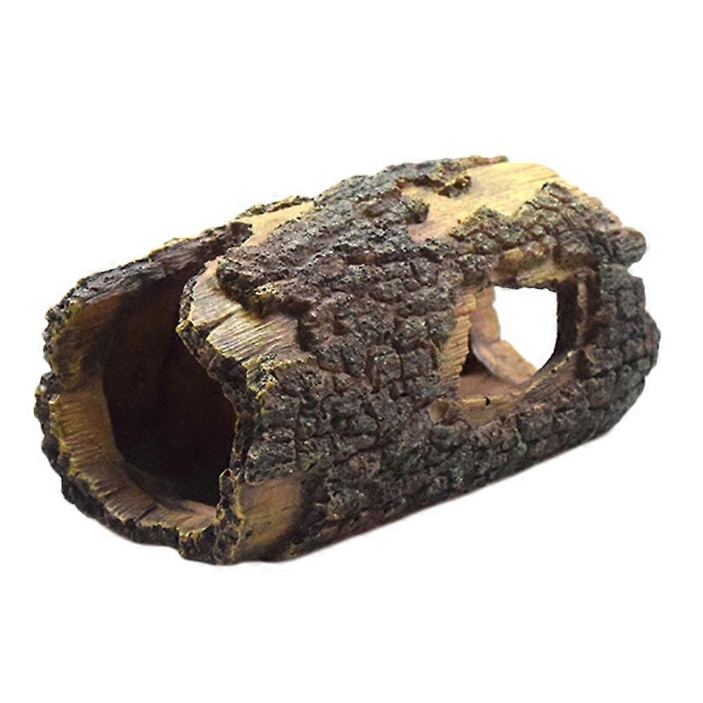 Aquarium Hidesfor Fish Resin Tree Trunk Hiding Cave for Underwater Scenery Coffee 14.5X10.3X7CM 1Pc