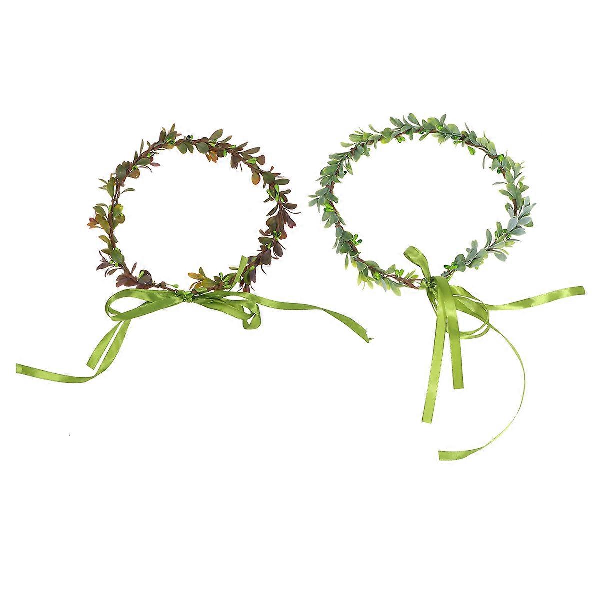 Here's a refined and professional product description based on the title you provided:
**2pcs Leaf Wreath Hair Hoop for Women – Elegant Green