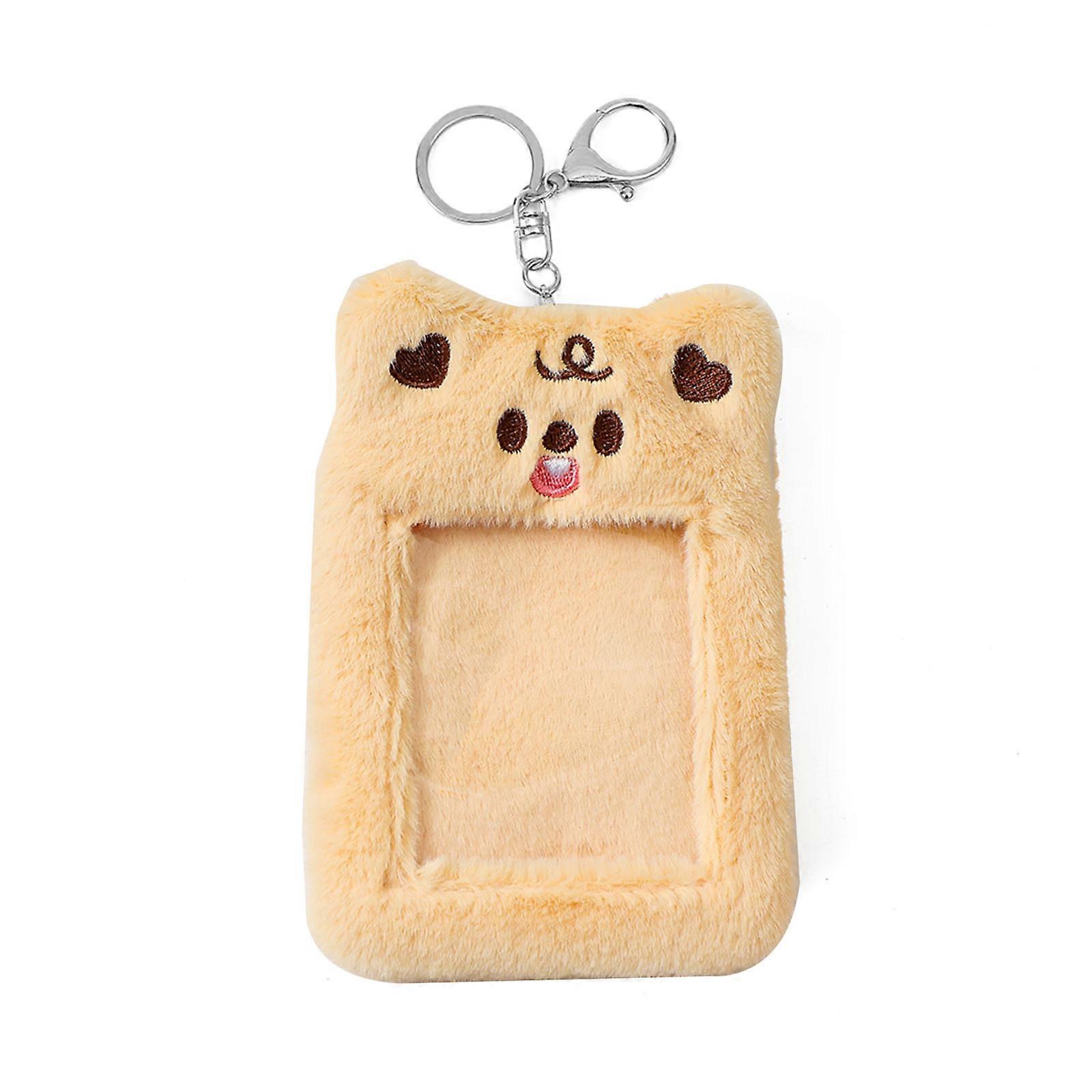 Cute Plush Photo Card Holder Keychain Kpop Idol Transparent Photo Case Keychains Bus Card Case Winte p