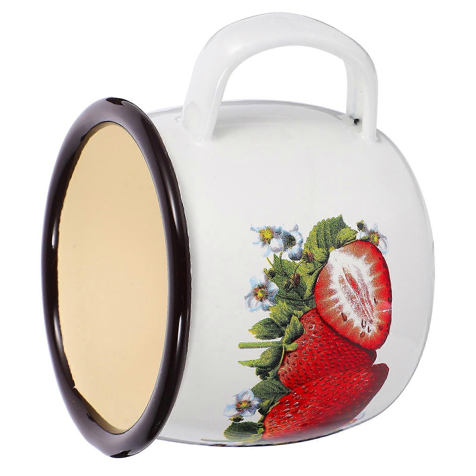 Enamel Water Mug Office Use Break Resistance Stable Structure Grip Comfort 1Pcs