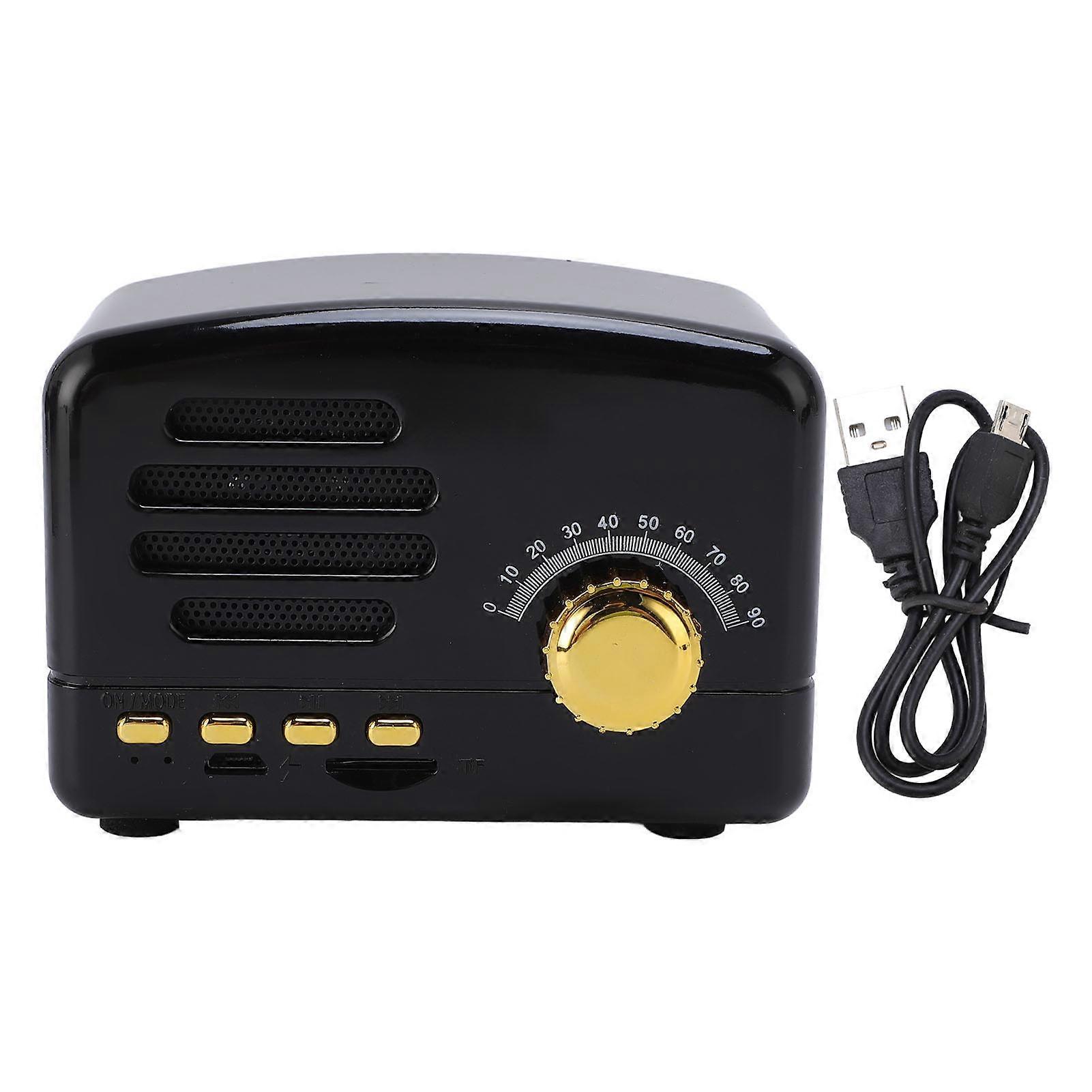 Retro Bluetooth Speaker: Portable, Rechargeable, Noise Reduction, Vintage Style, Black
