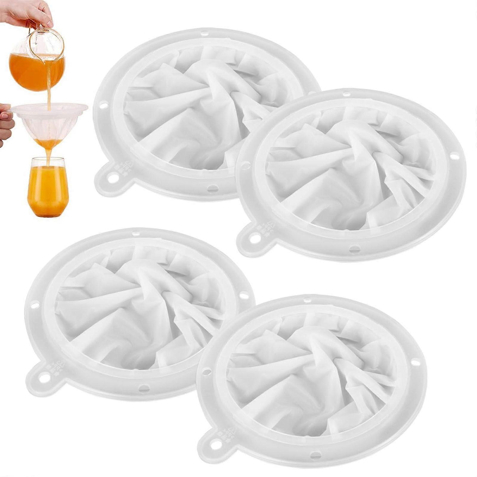 Nylon Sieve Pack Of 4, Fine Mesh 200/300/400/450, Kitchen Filter For Liquor And Wine, Milk Filter, Plastic Fine Mesh