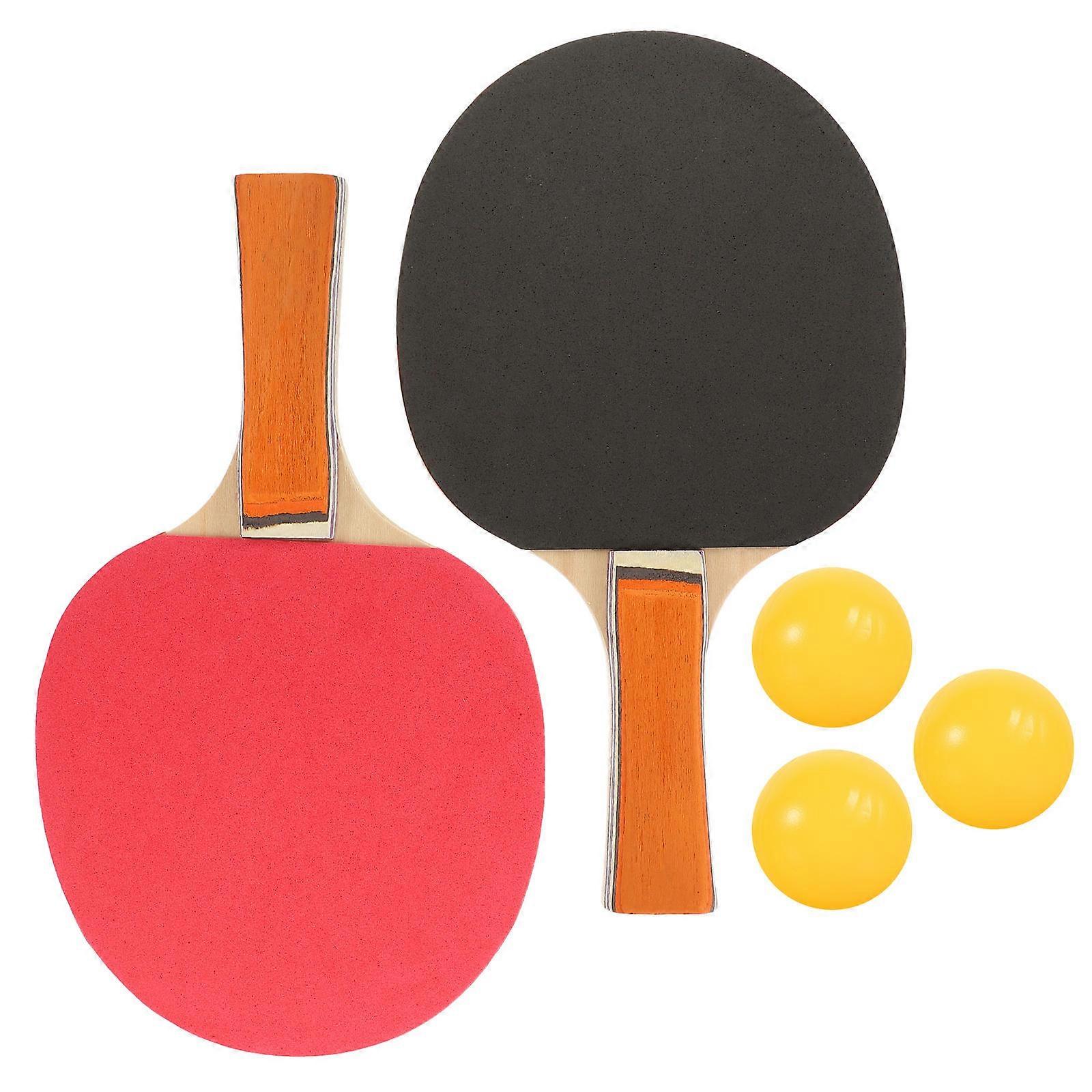 Durable Table Tennis Racket With Poplar And Rubber Material For All Age Groups Comfortable Grip Conical Handle 24.50X15.00X1.00CM 2Pcs