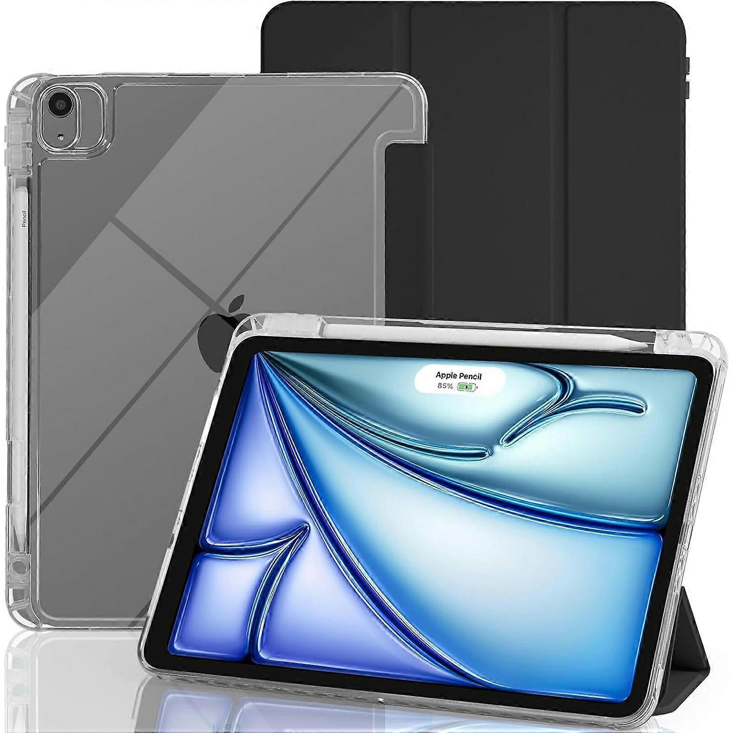 جراب تابلت مع فتحة قلم رصاص جانبية لجهاز iPad Air 11 (2025) (2024) غطاء فليب من جلد البولي يوريثان أكريليك TPU