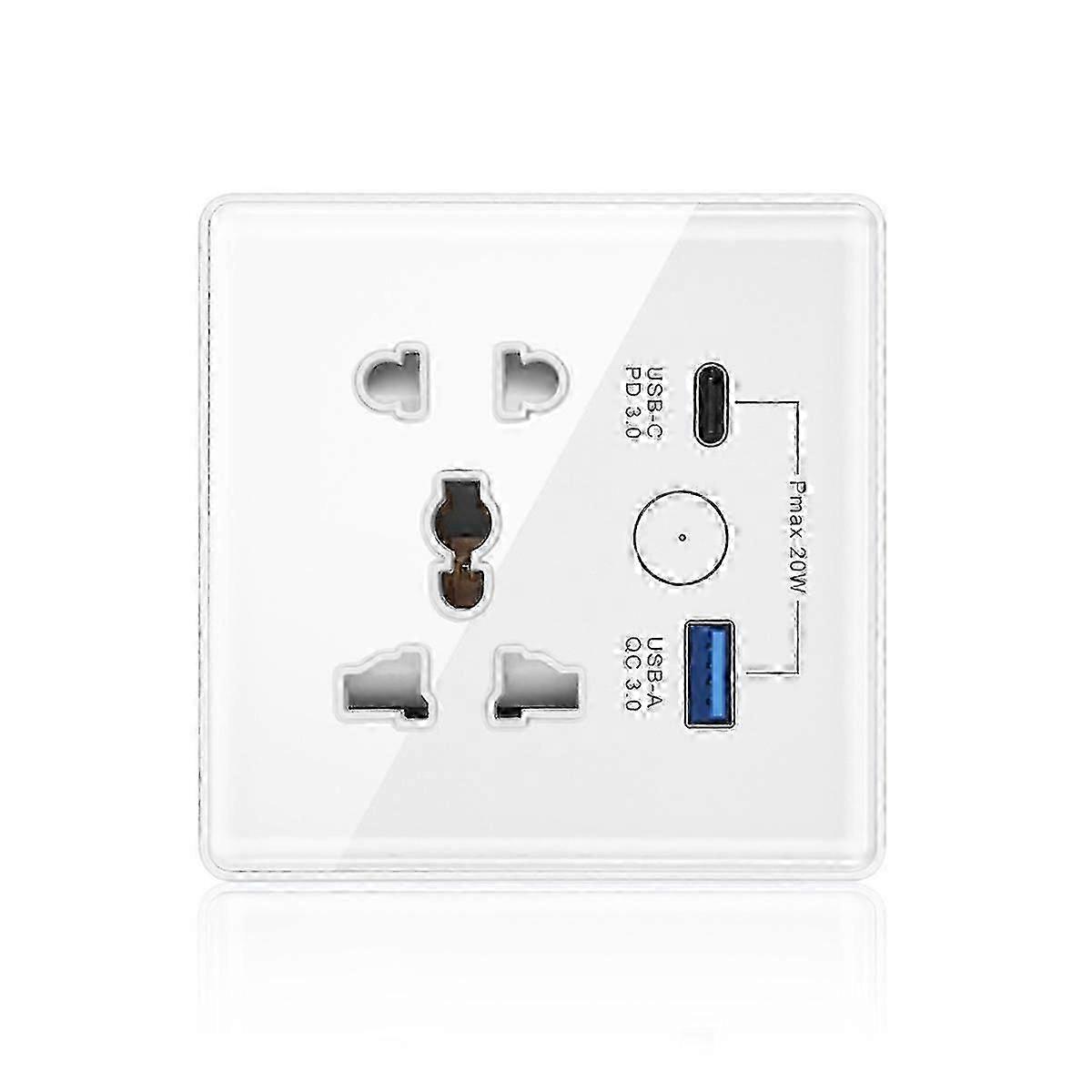 Smart Socket with TypeC+USB Fast Charging and Remote Timing, WiFi Smart British Standard 86-Compatible