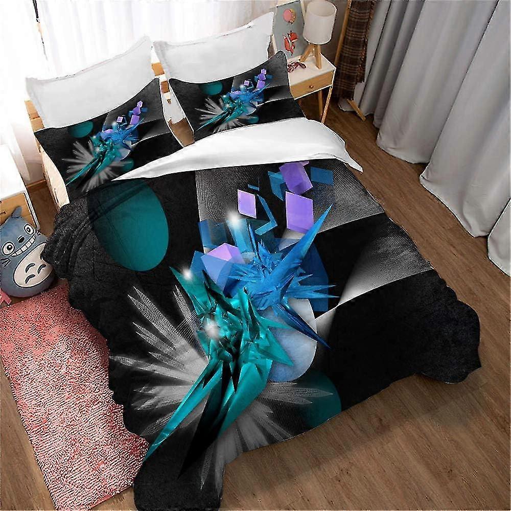 Chic Abstract Stereo Bedding Set Digital Print Realistic Comforter Cover Shams Zipper Ultra Soft Microfiber Bedspread