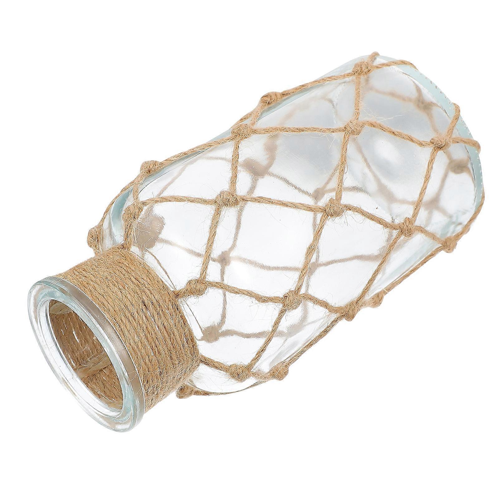 Handmade Glass Vase with Twine Mesh for Home Decor Safe and Durable Plant Container