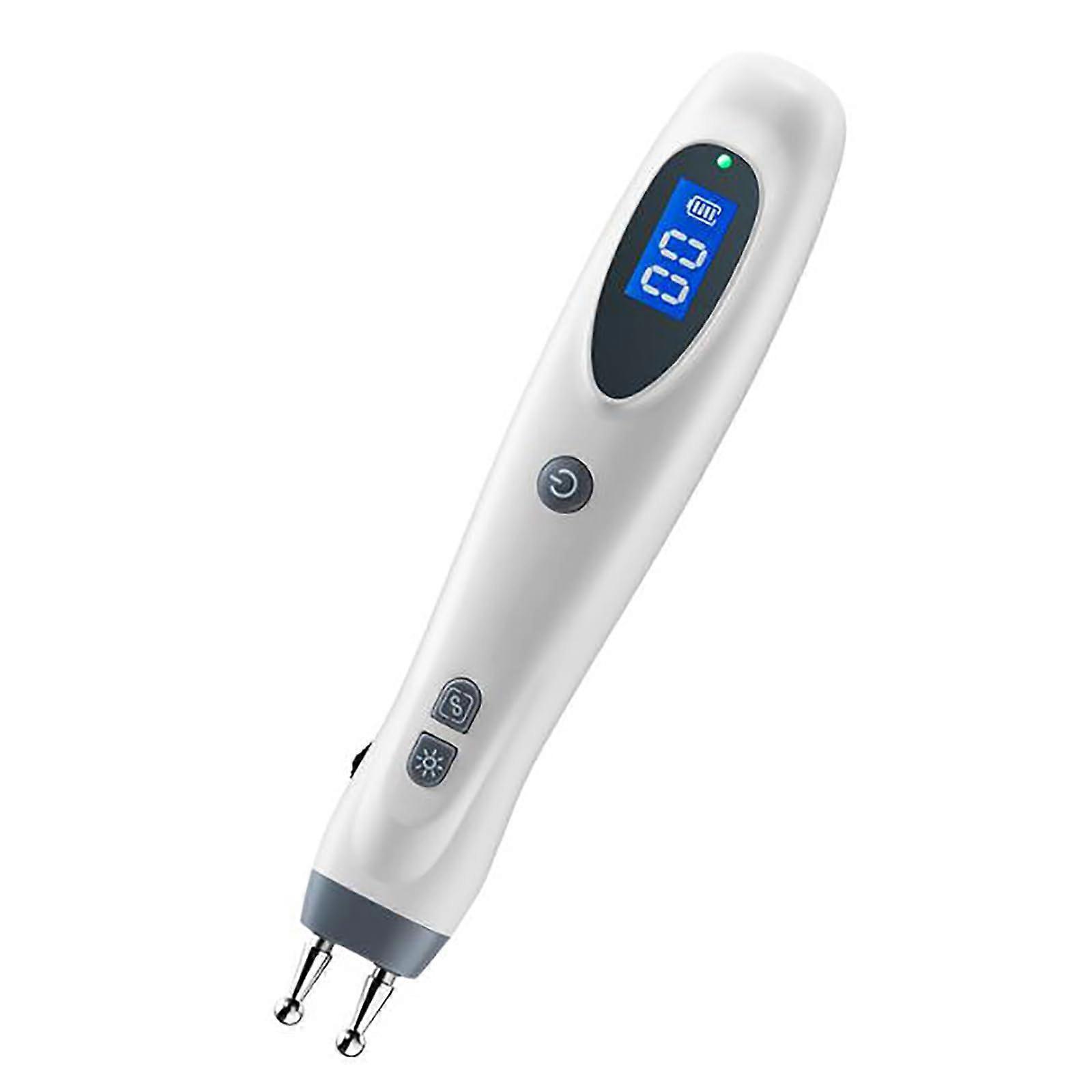 Doubleheaded acupuncture pen, 9 waveform modes, 5 settings, 10 intensity levels.