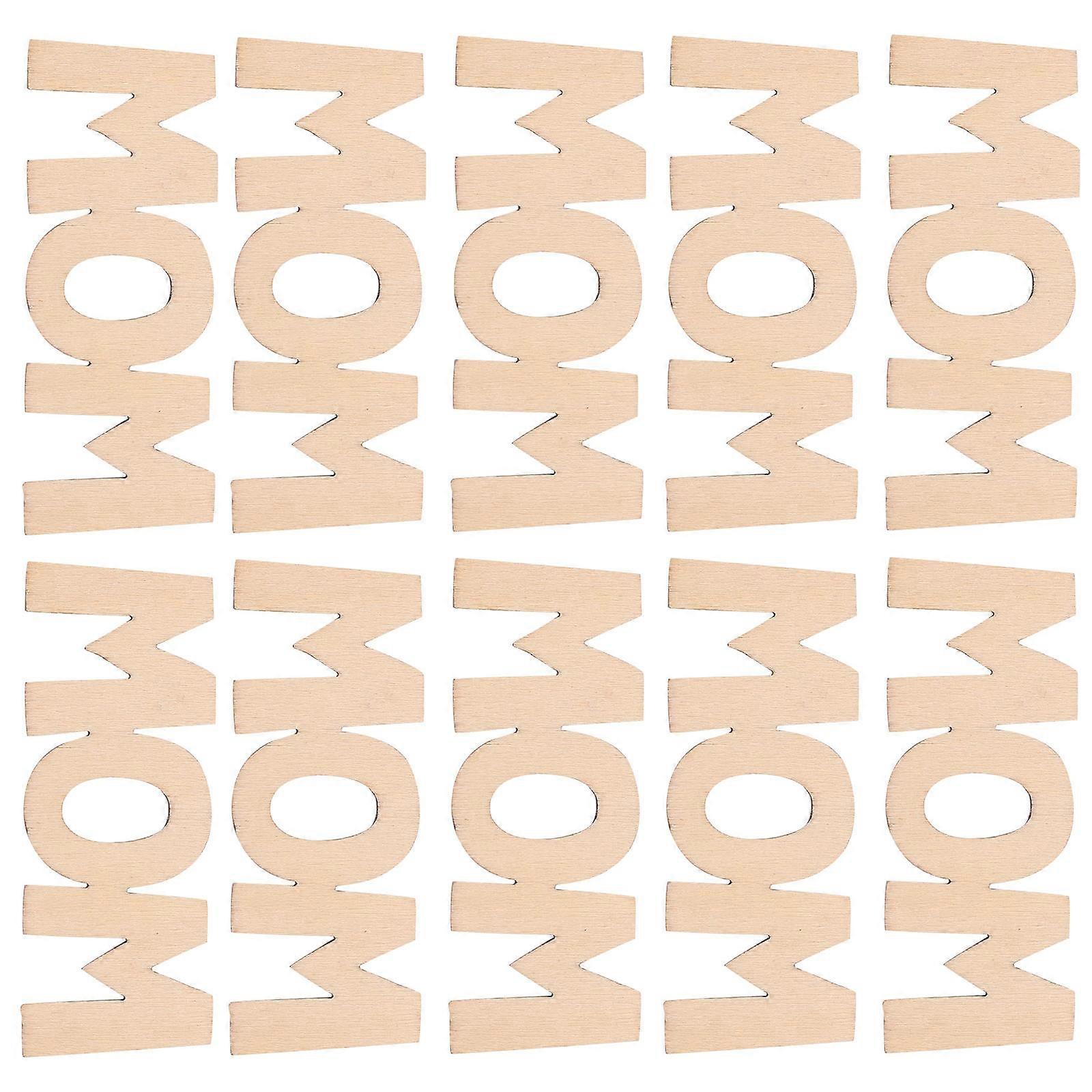 妈妈信片装饰木妈妈墙饰卡其色 5.00X2.00X0.20cm 15 件