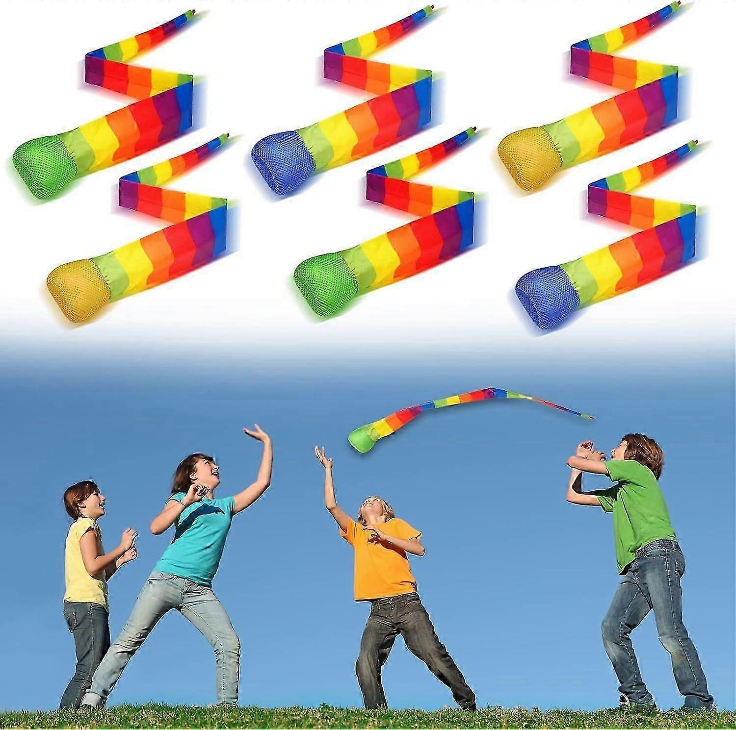 キャッチテールフォームボールソフトレインボープレイボール教育スポーツ遊び場ボール子供のためのレインボーテール付きカラフルな流星ボール幼稚園学校