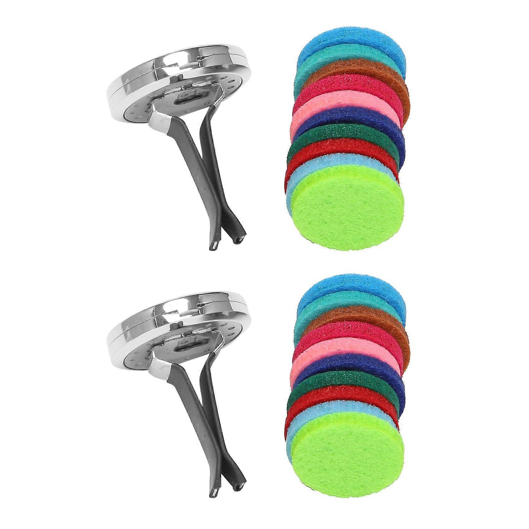 2Pcs Car Aromatherapy Essential Oil Car Diffuser with 20 Replacement Felt Pads Air Freshener Car Dif
